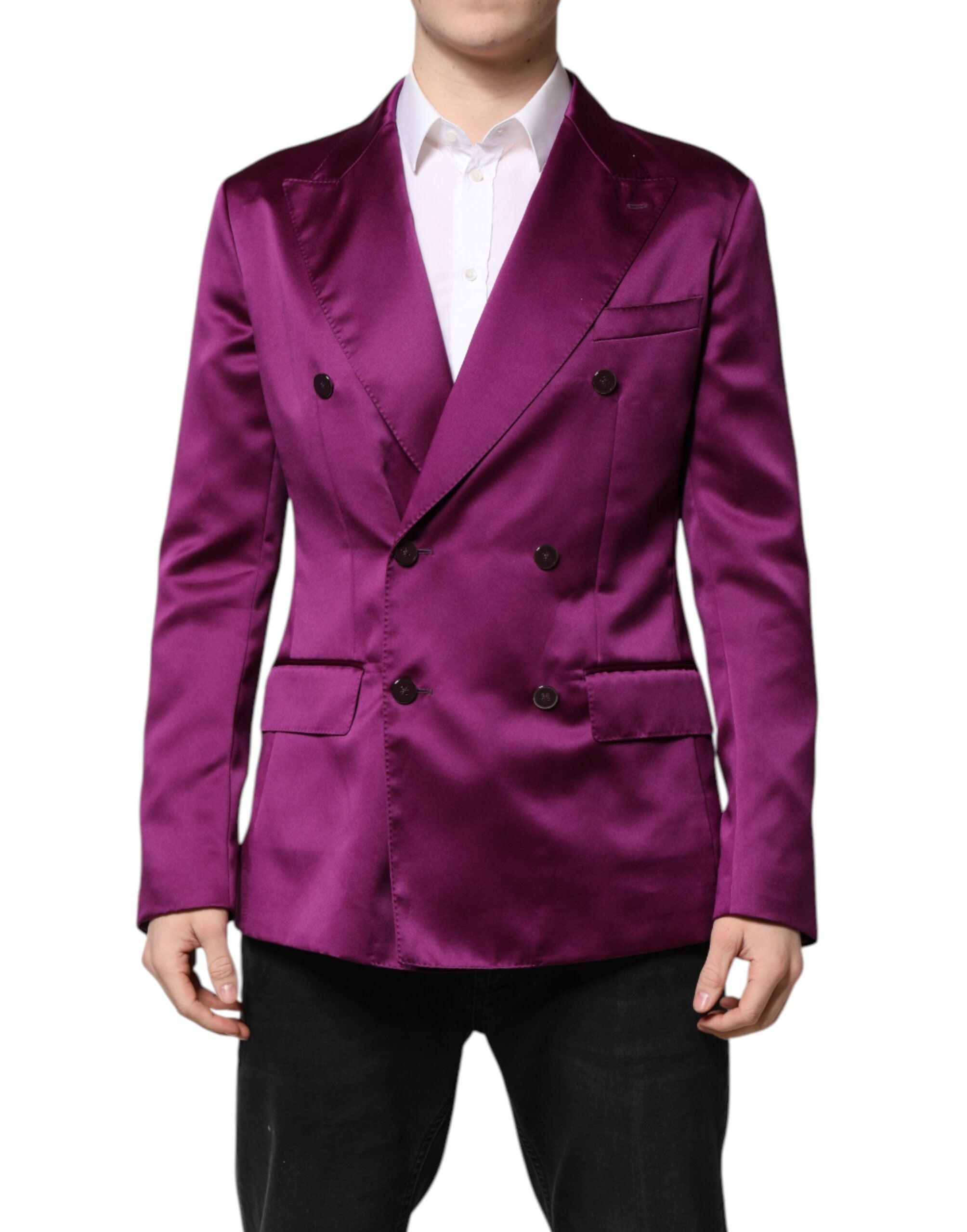Purple Double Breasted Men Suit Coat Blazer - ventzia