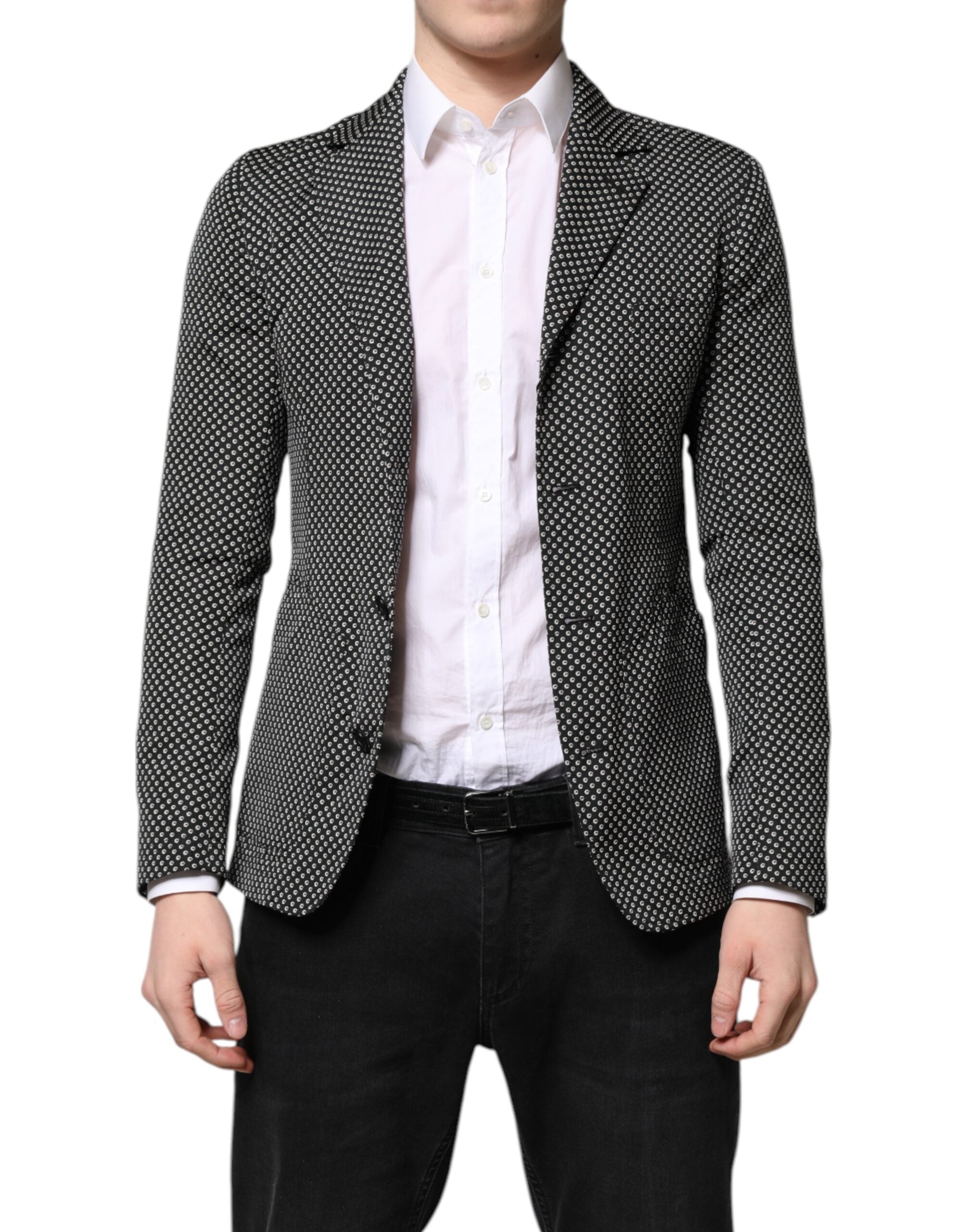 Black White Patterned Men Suit Coat Blazer - ventzia