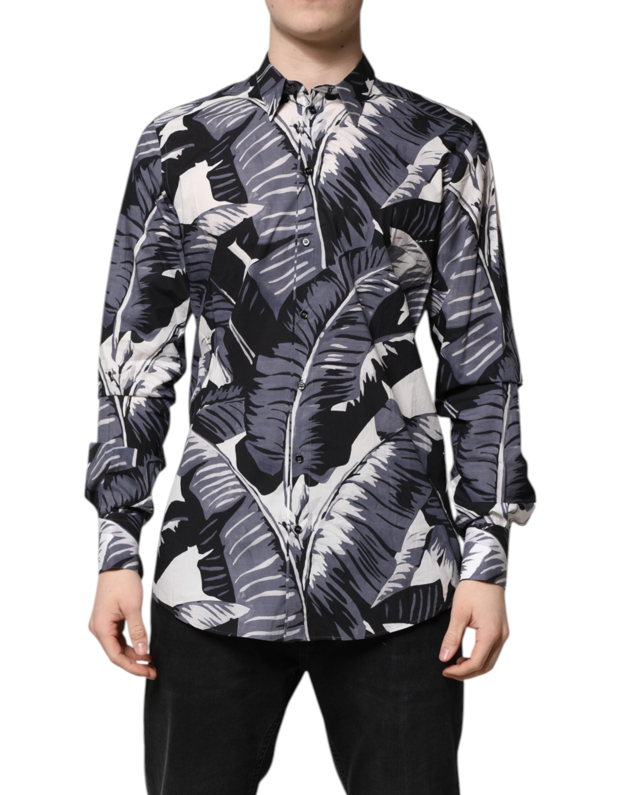 Multicolor GOLD Cotton Banana Leaf Print Shirt - ventzia