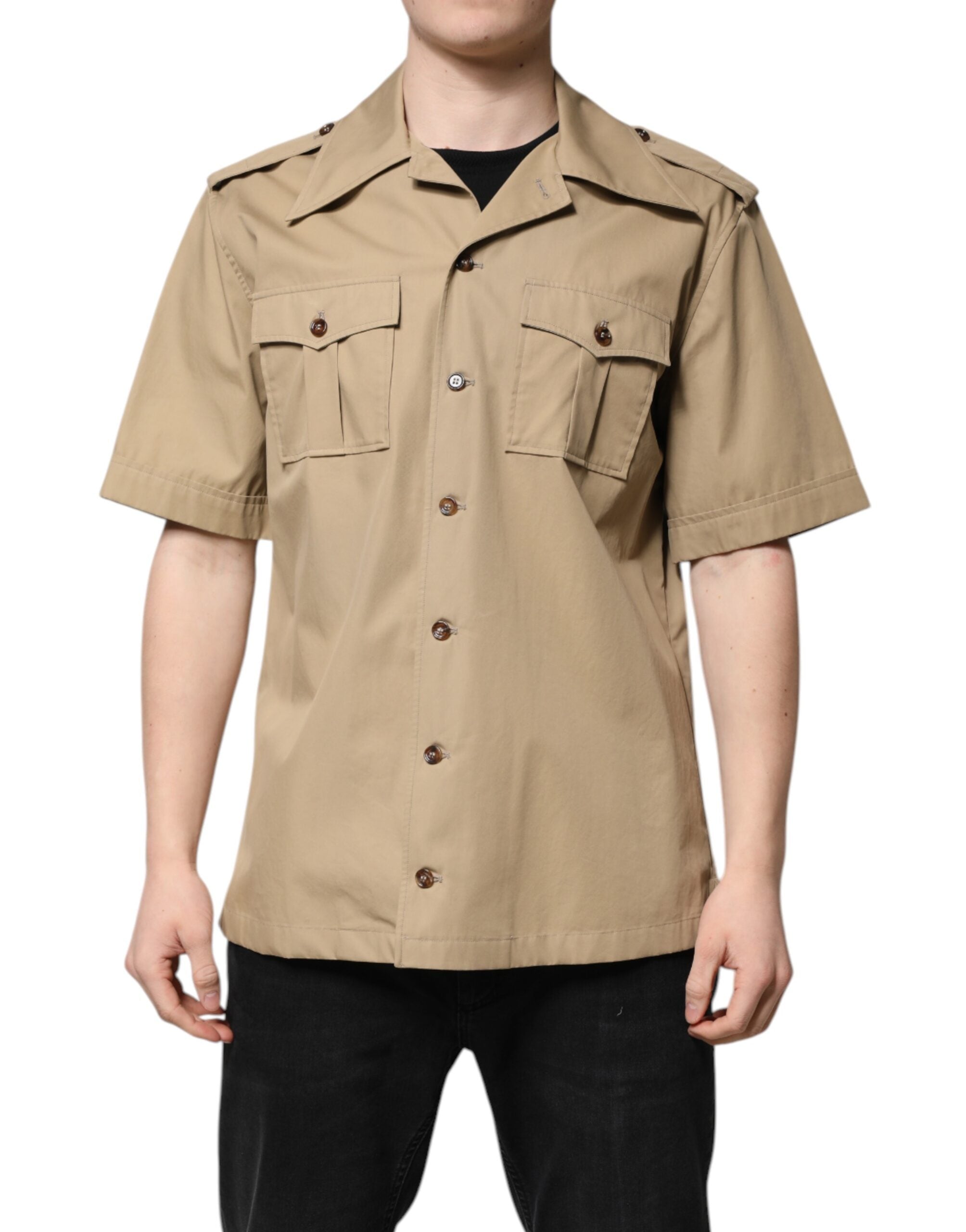 Brown Graphic Print Short Sleeves Shirt - ventzia