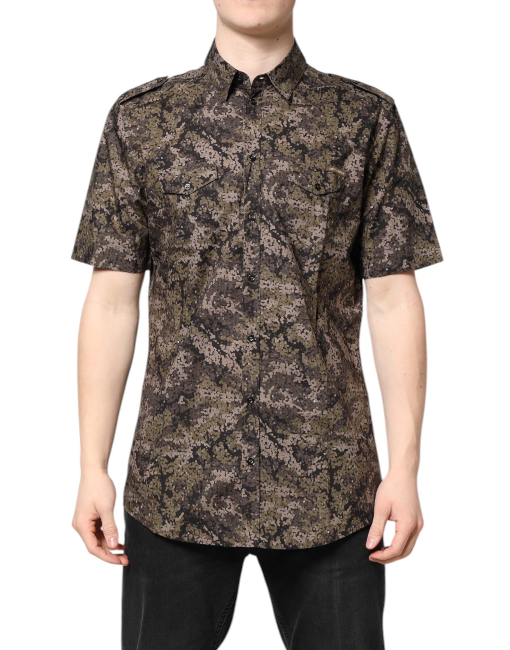 Multicolor Camouflage Button Down GOLD Shirt - ventzia