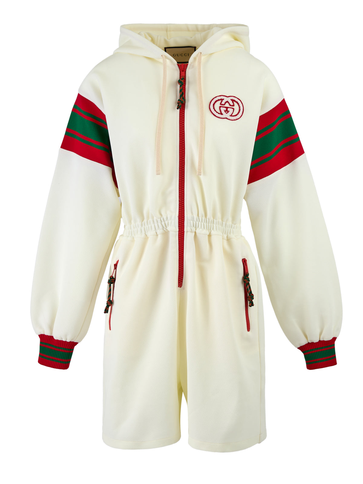 Cream Polyester Hooded Logo Sweatsuit - ventzia