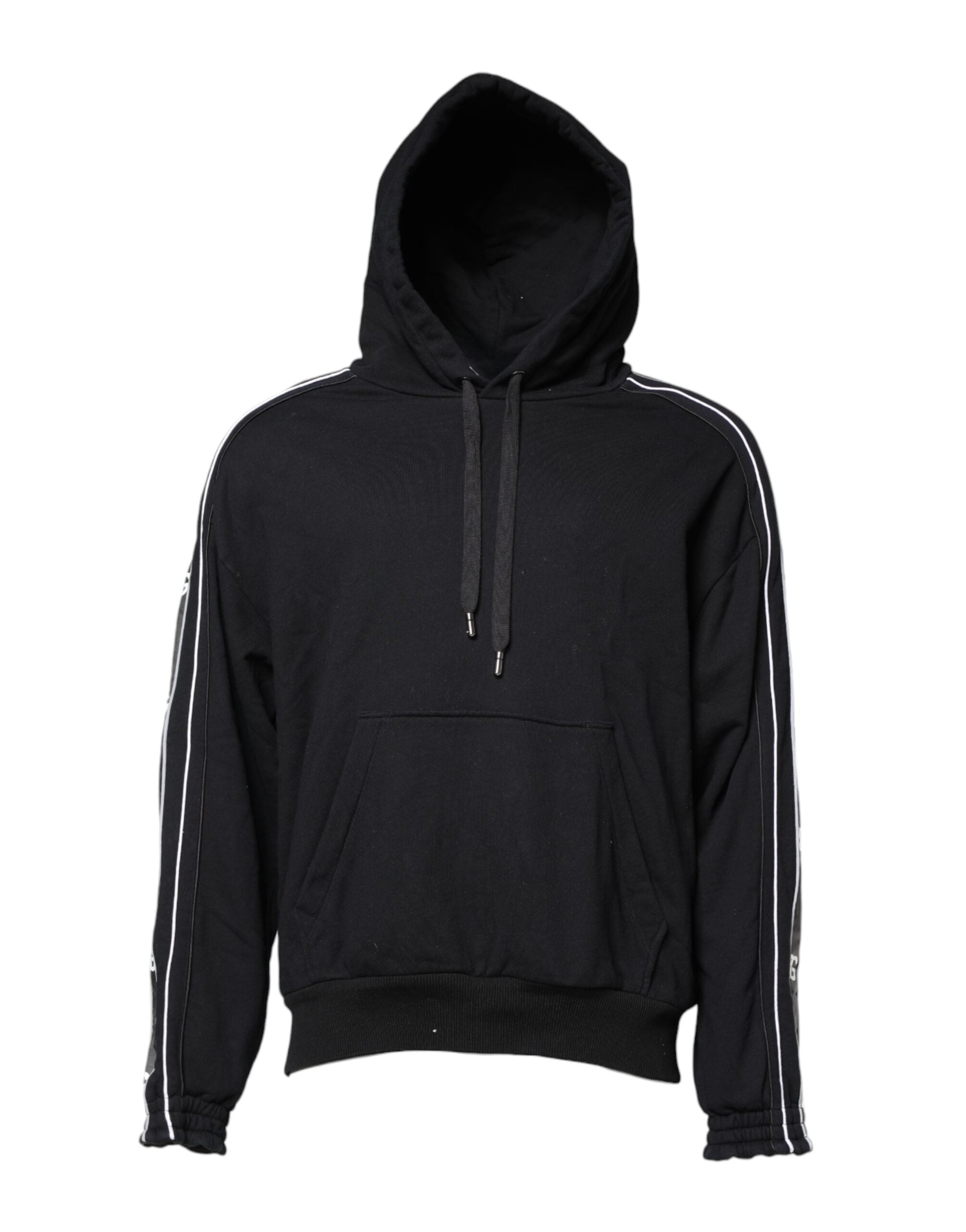 Black Cotton Logo Hooded Sweatshirt Sweater - ventzia