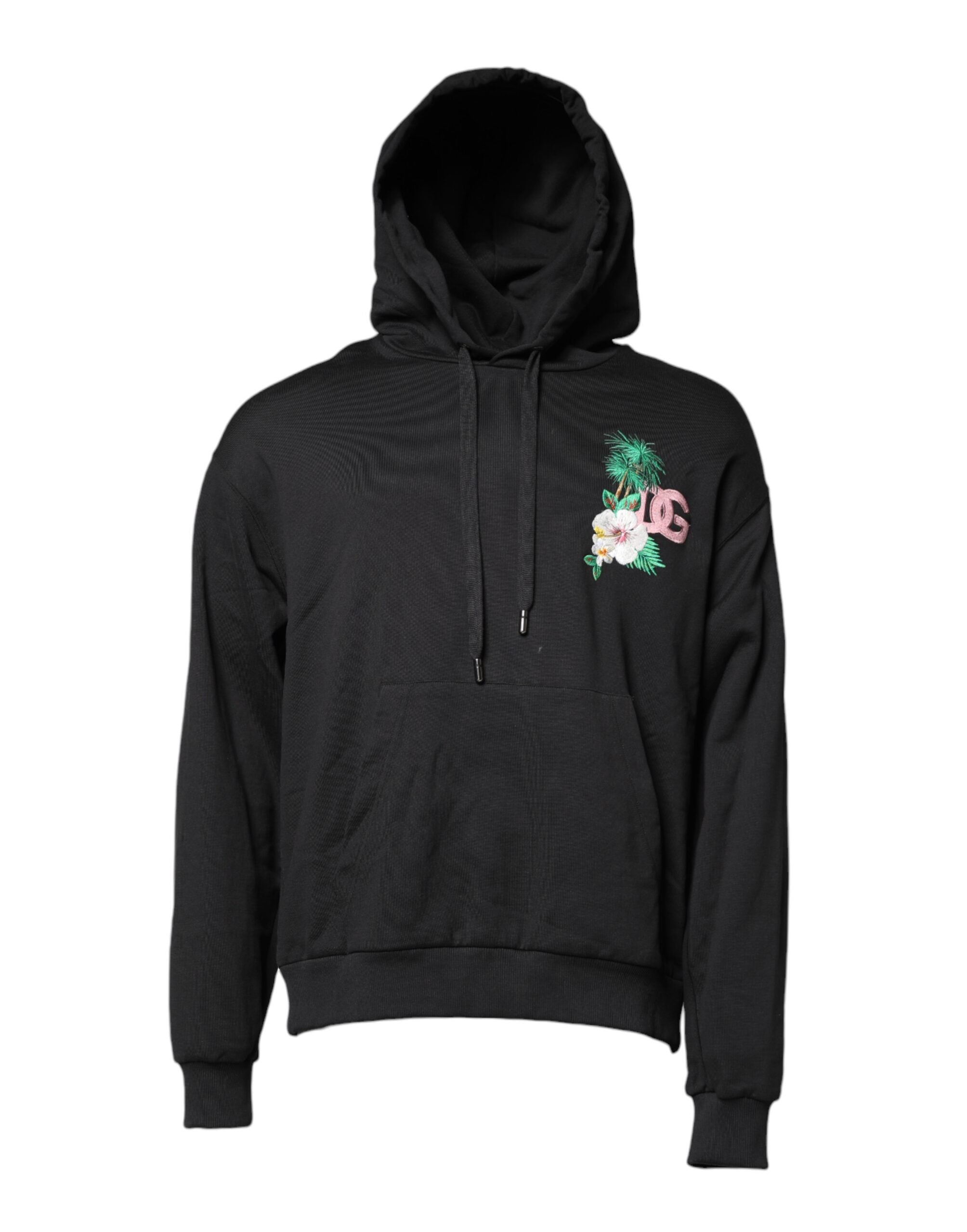 Black Embroidery Hooded Sweatshirt Sweater - ventzia