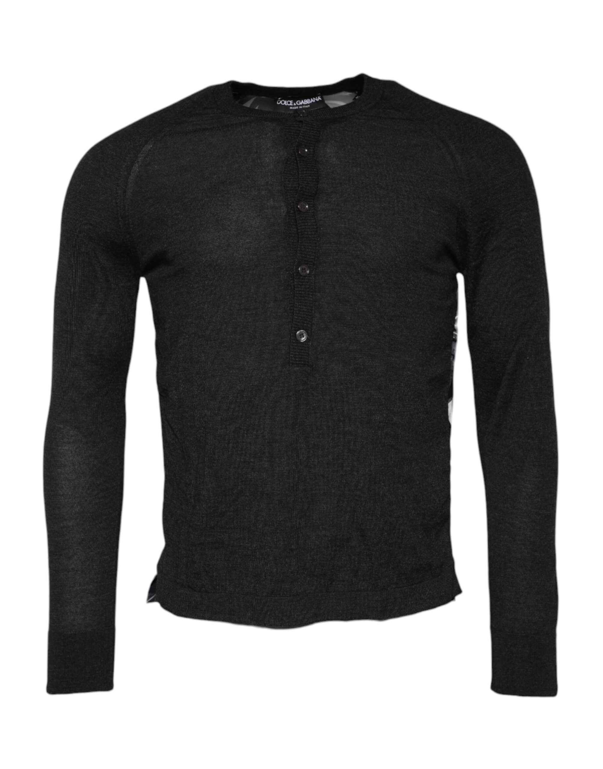 Black Printed Knitted Men Pullover Sweater - ventzia