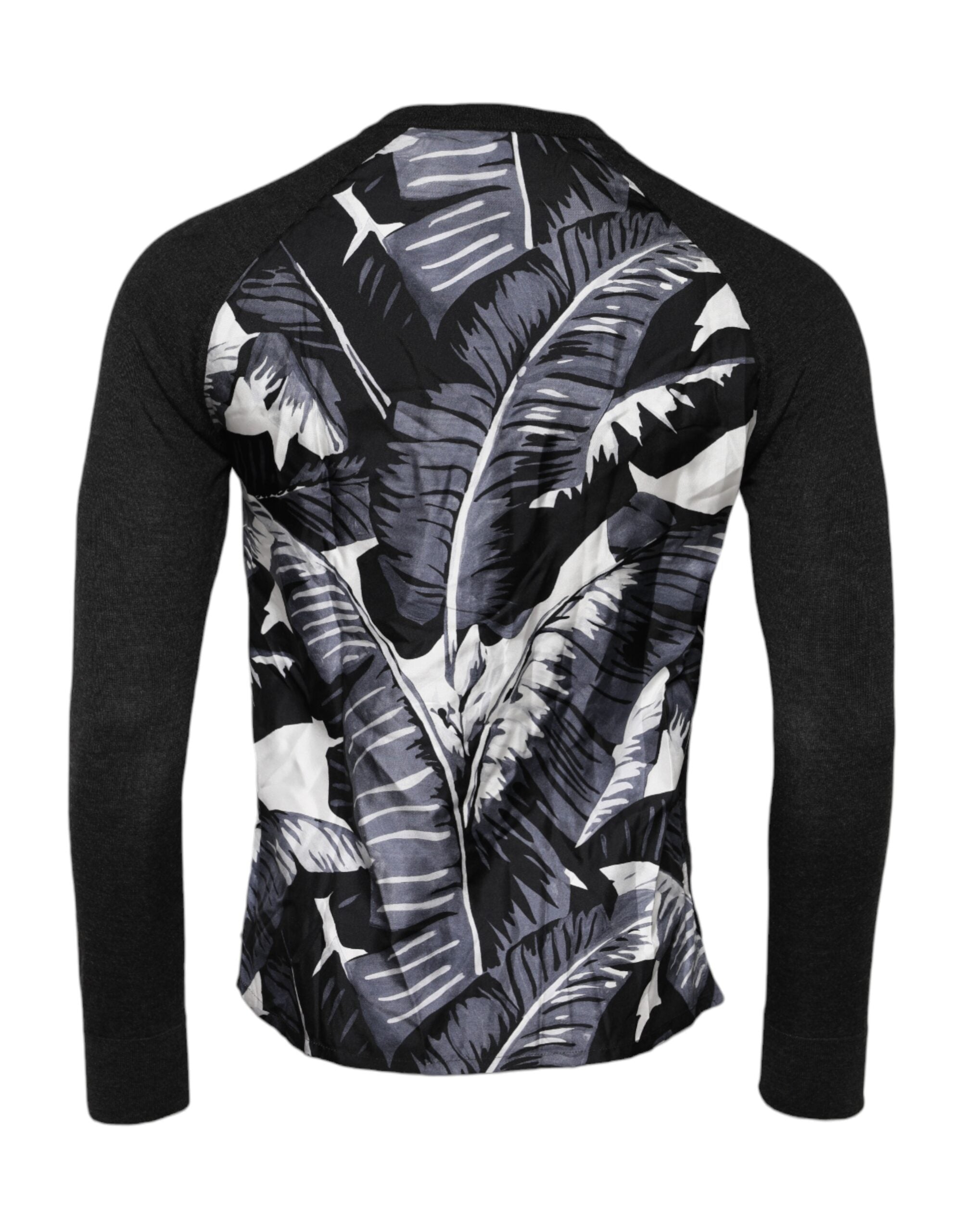 Black Printed Knitted Men Pullover Sweater - ventzia