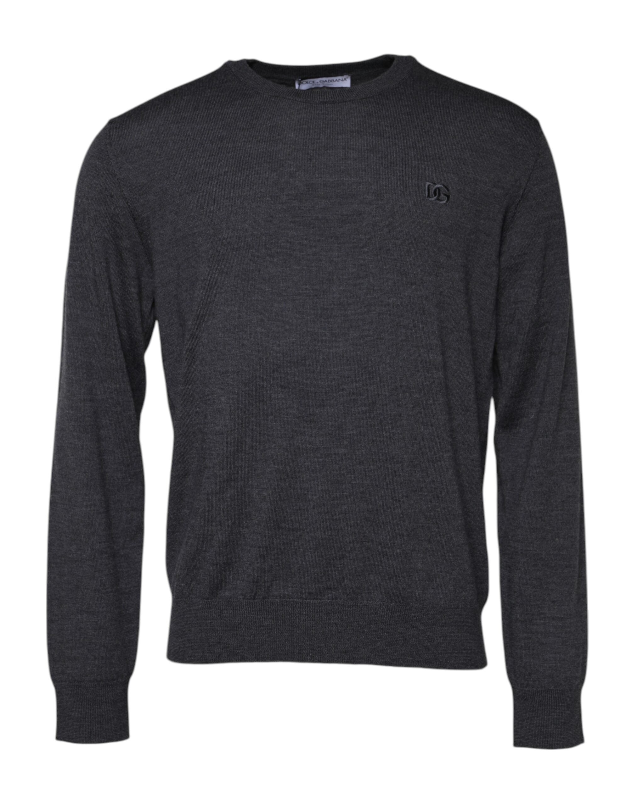 Gray Wool Logo Knitted Men Pullover Sweater - ventzia