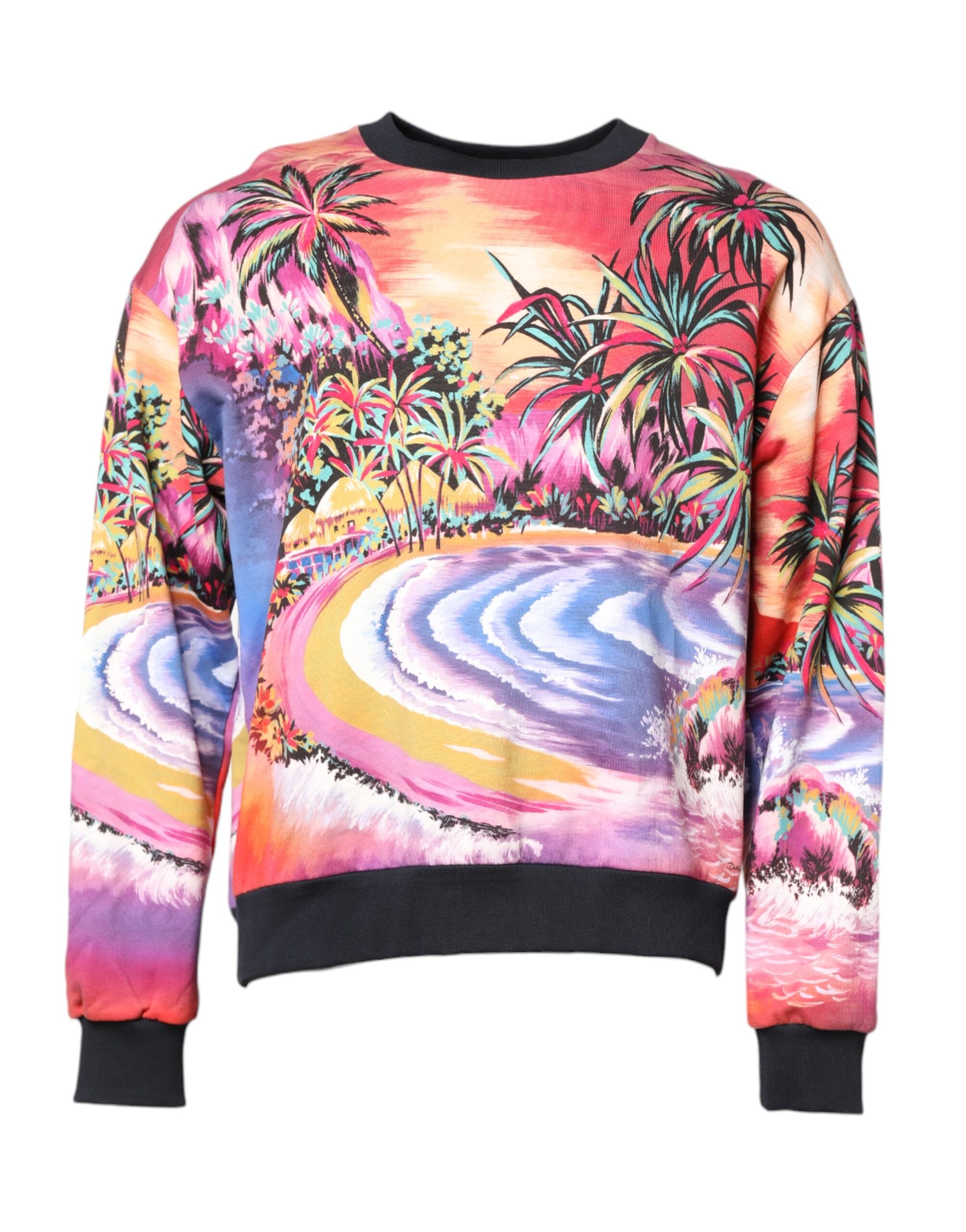 Multicolor Print Crew Neck Pullover Sweater - ventzia