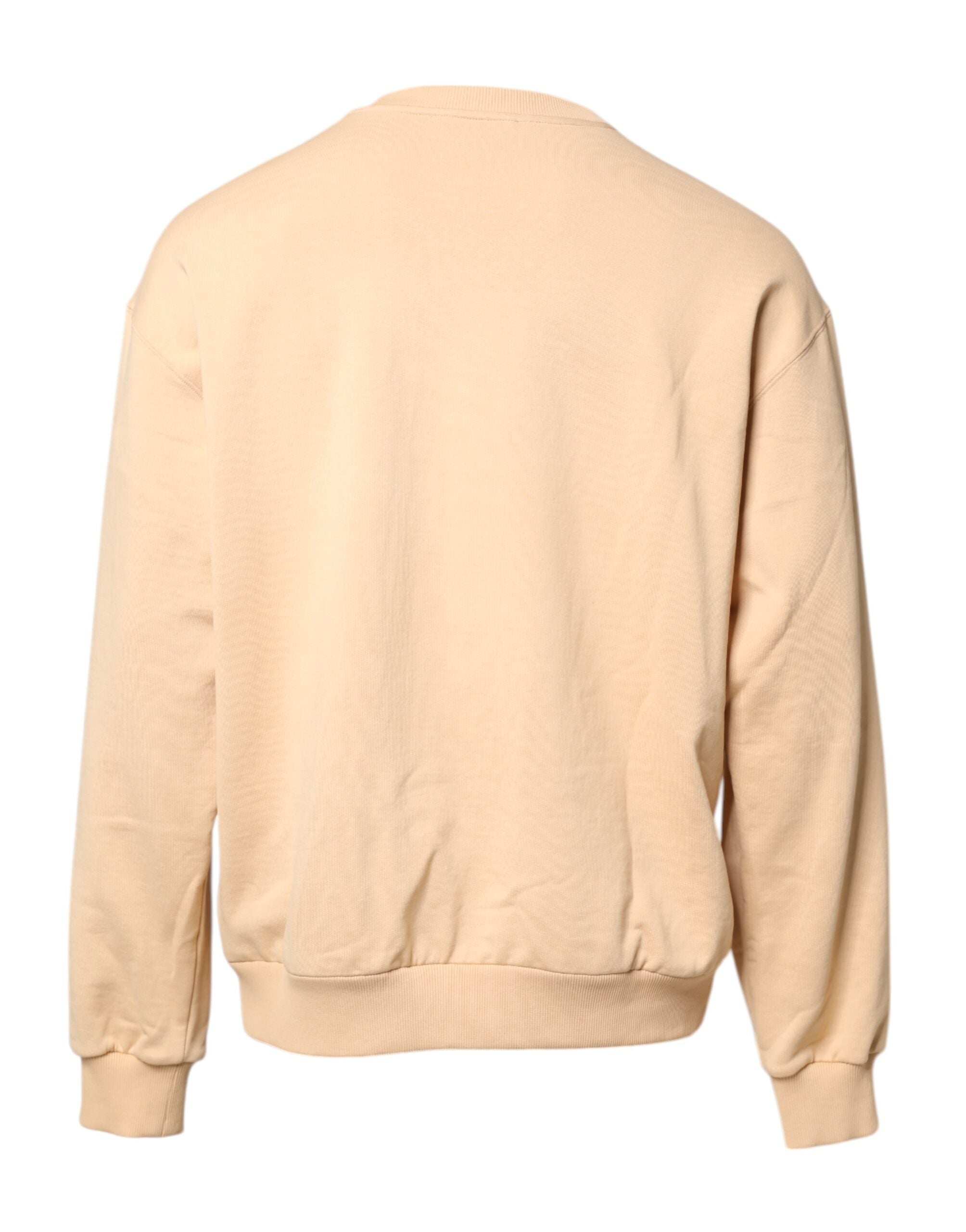Beige Cherry Print Crew Neck Pullover Sweater - ventzia