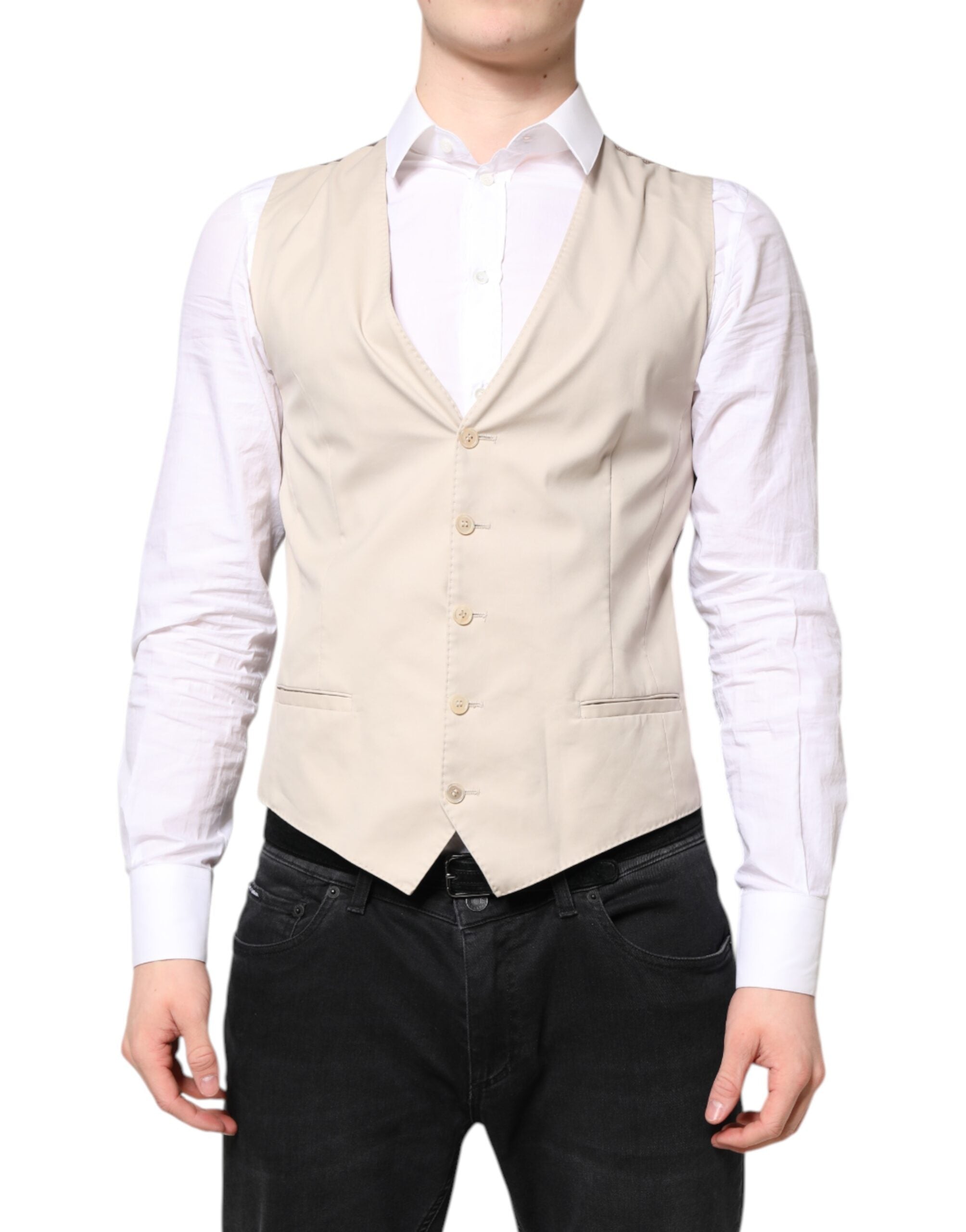 Beige Gray Dress Men Formal Waistcoat Vest - ventzia