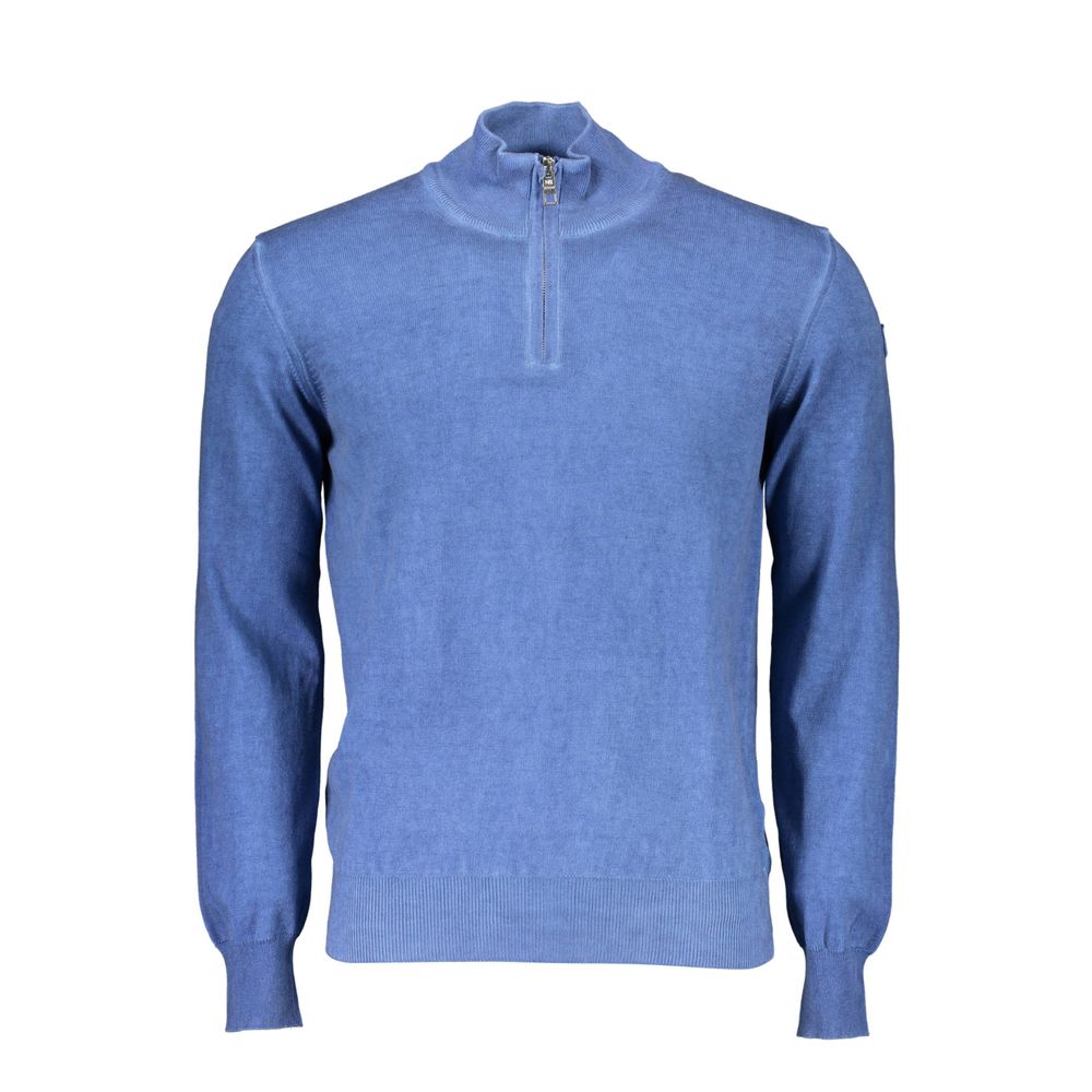 Blue Cotton Men Sweater - ventzia