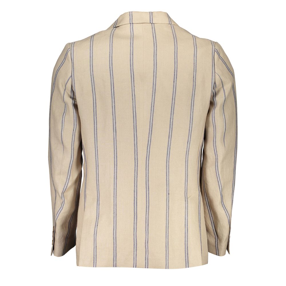 Beige Linen Men Jacket - ventzia