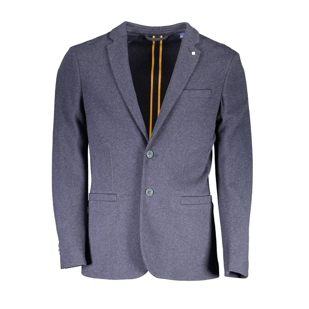 Blue Cotton Men Jacket - ventzia