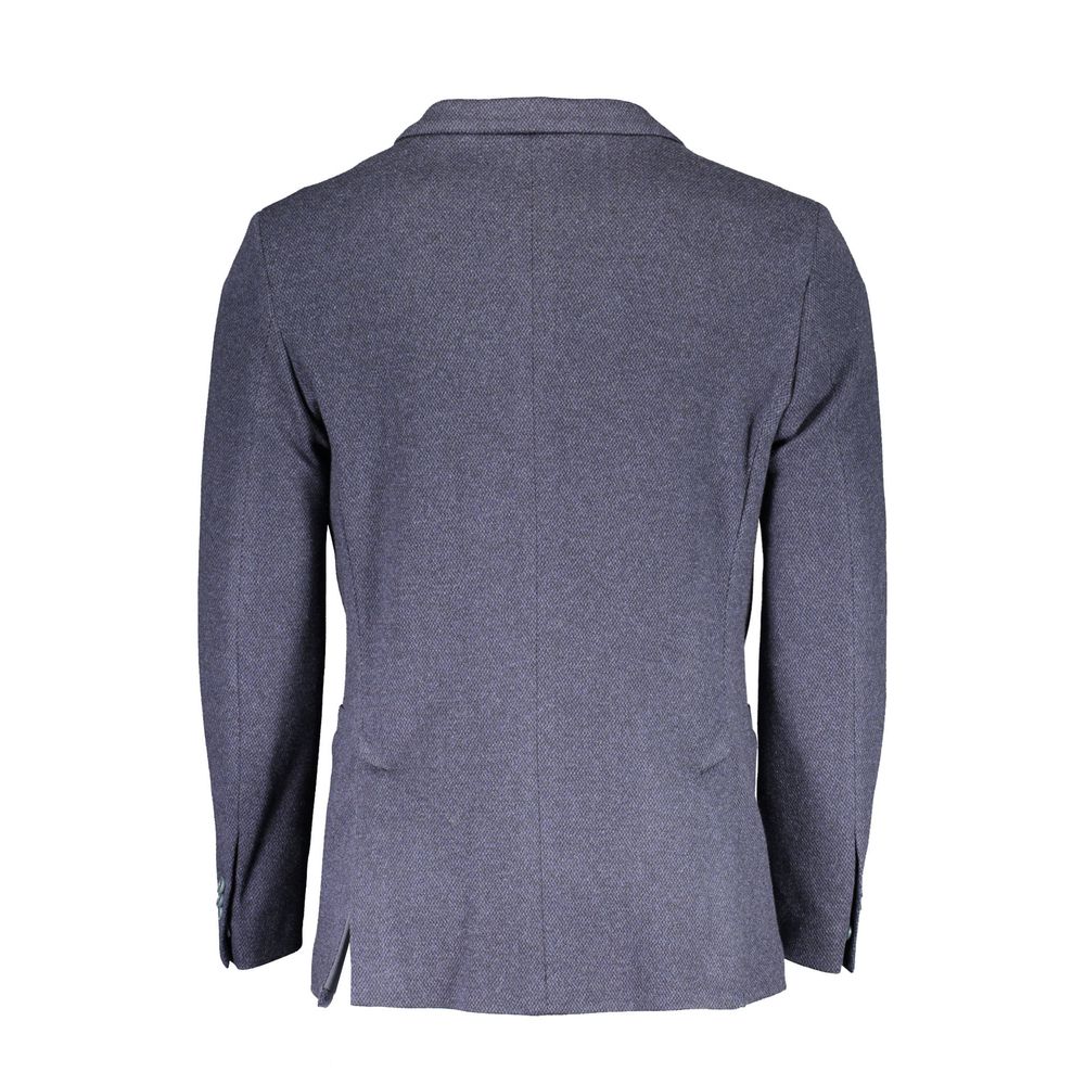 Blue Cotton Men Jacket - ventzia