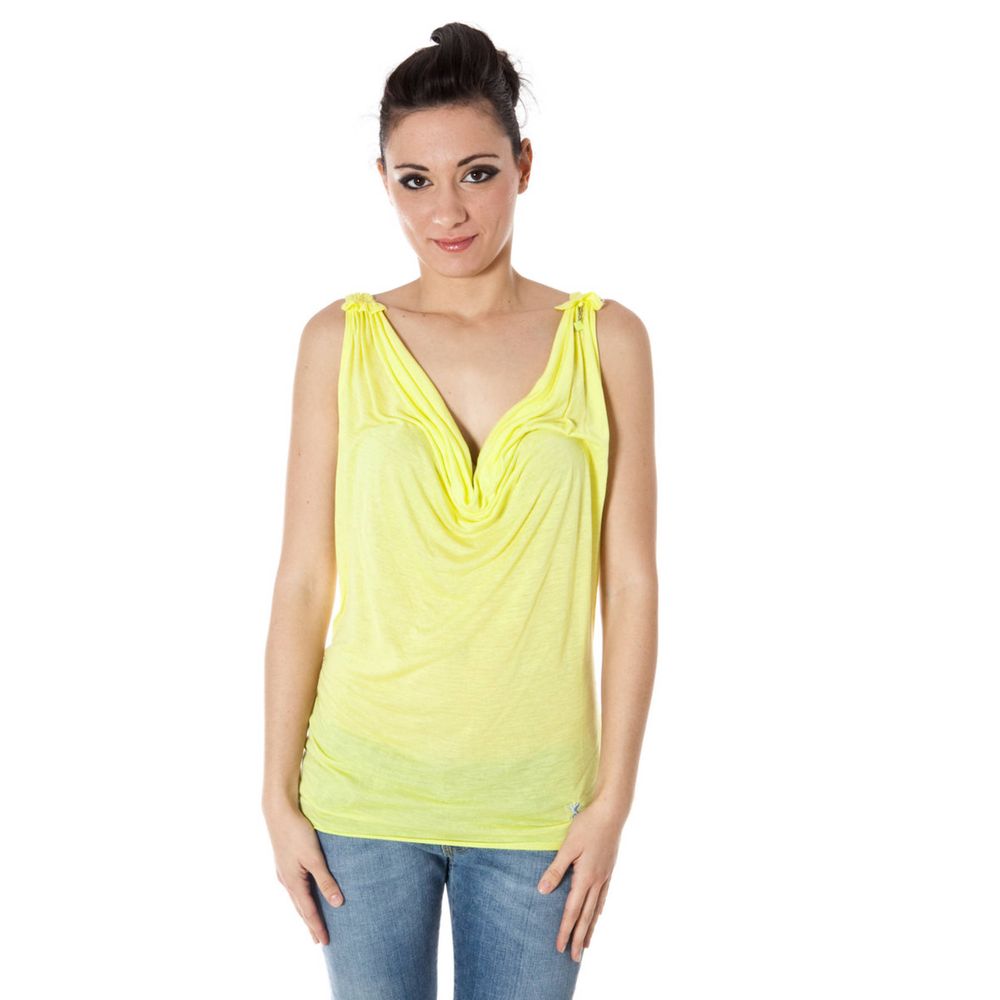 Yellow Viscose Women Top - ventzia