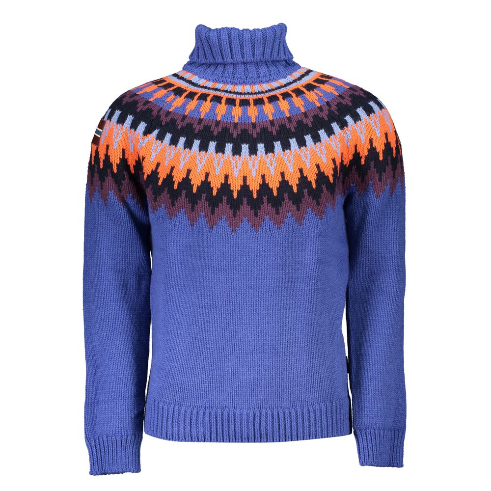 Blue Acrylic Men Sweater - ventzia
