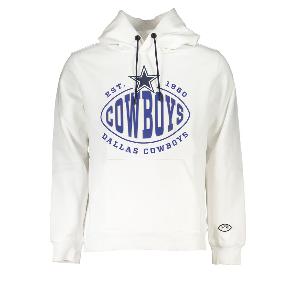 White Cotton Men Sweater with Hood