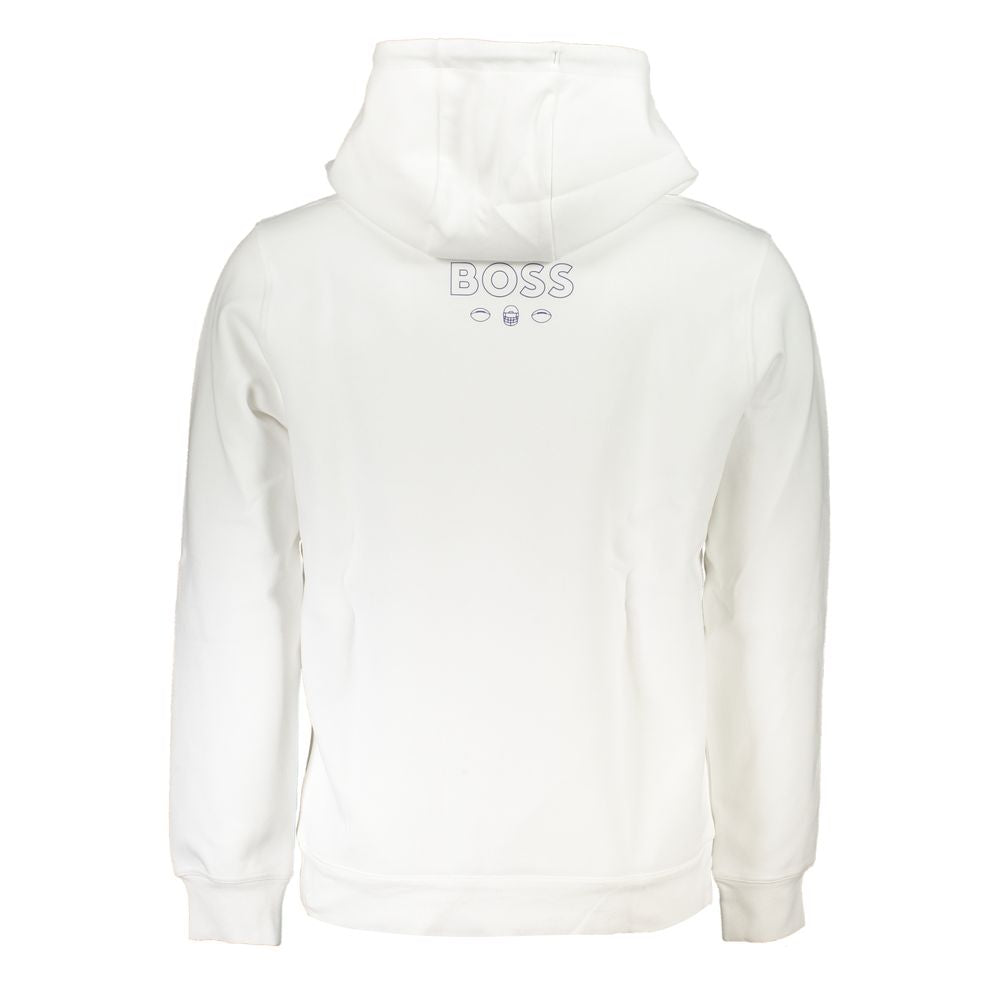 White Cotton Men Sweater with Hood
