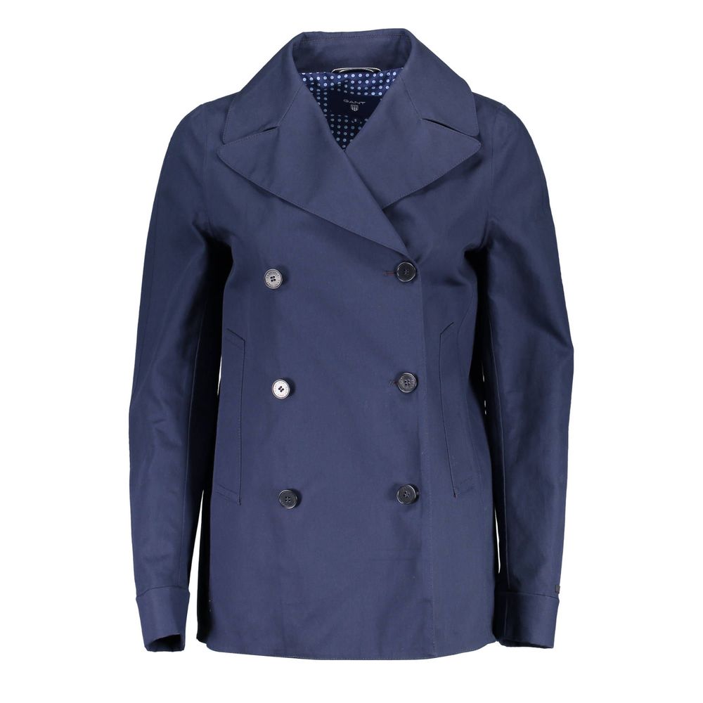 Blue Cotton Women Jacket - ventzia