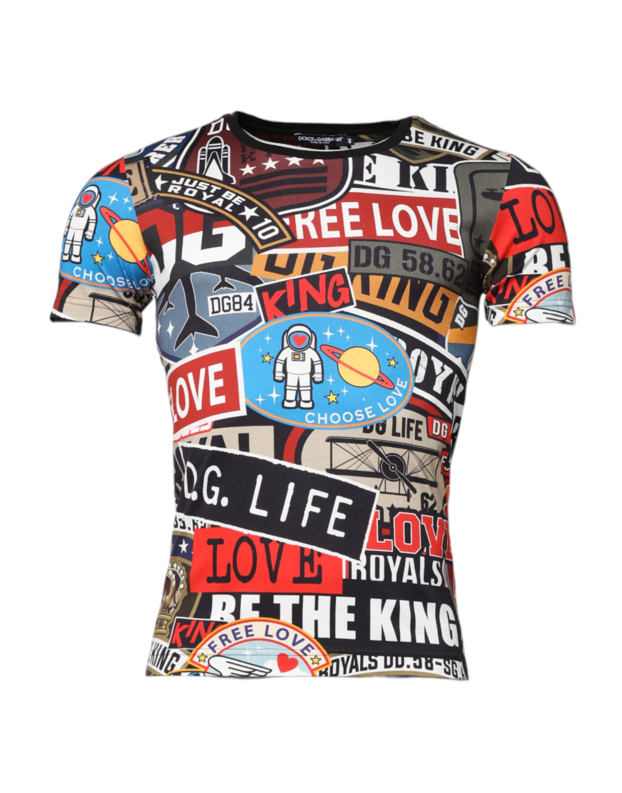 Multicolor Patchwork Cotton Crew Neck T-shirt - ventzia