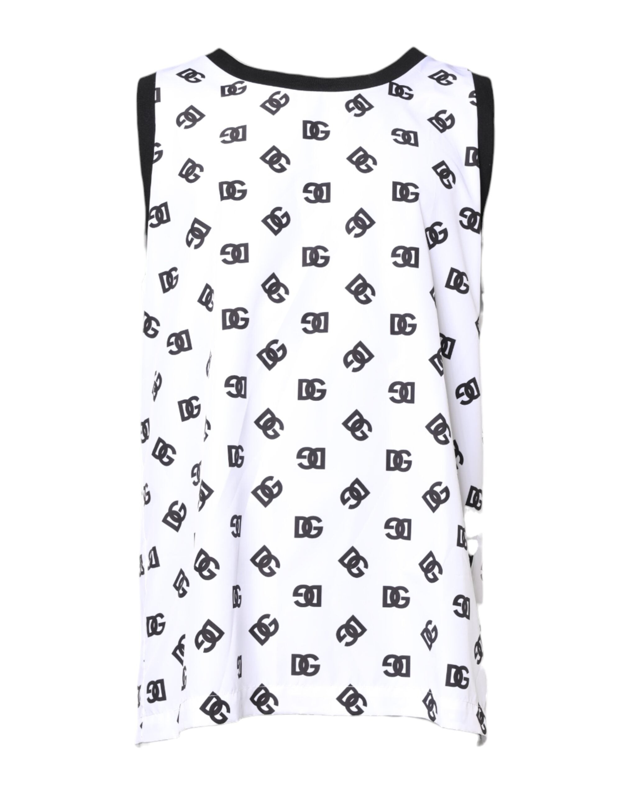 White Polyester Sleeveless DG Logo T-shirt - ventzia