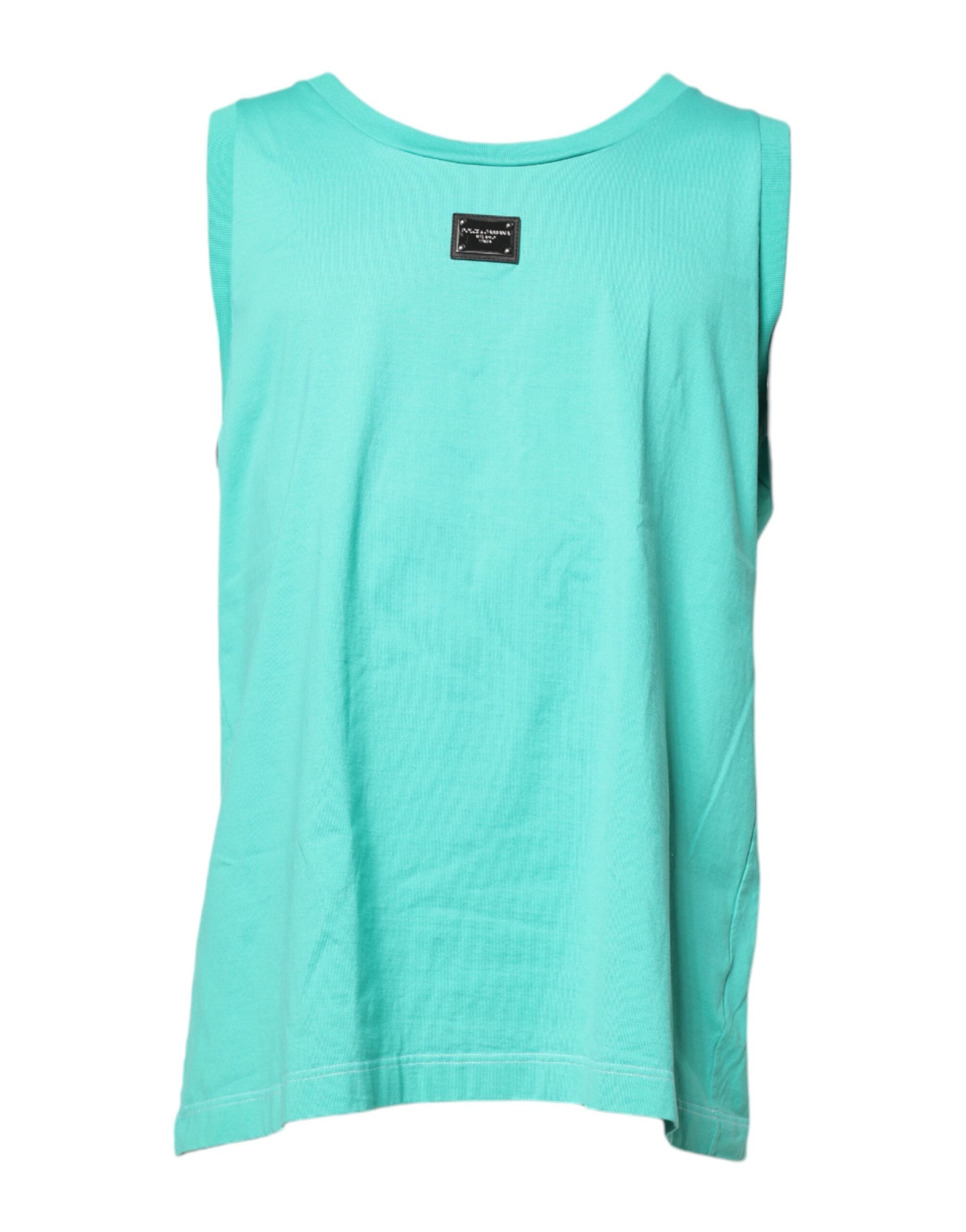 Green Sleeveless Logo Round Neck T-shirt - ventzia