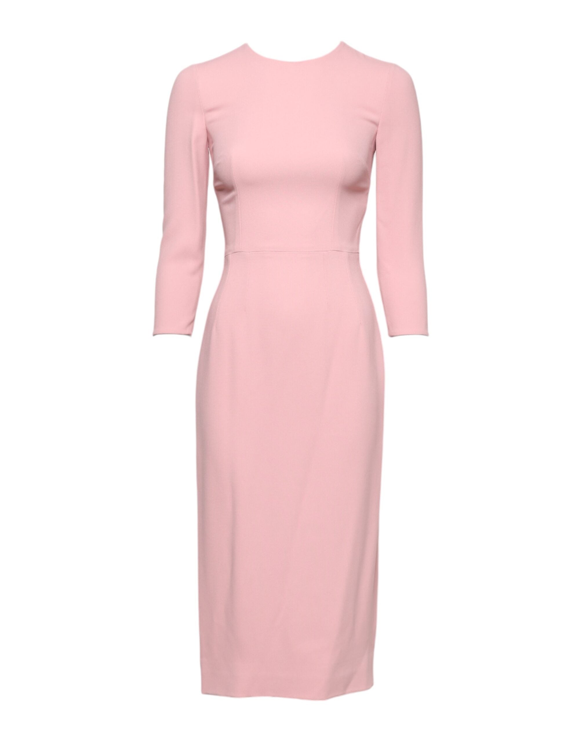 Pink Viscose 3/4 Sleeves Sheath Midi Dress - ventzia