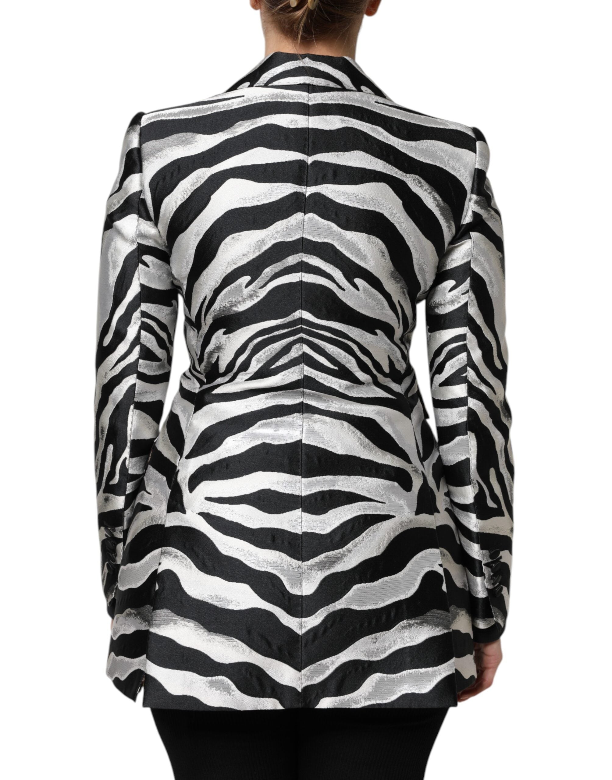 Black White Polyester Women Blazer Jacket - ventzia