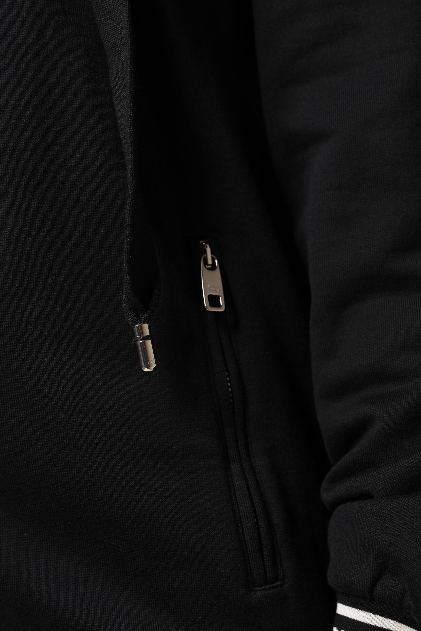 Black Cotton Hooded Full Zip Sweatshirt Sweater - ventzia