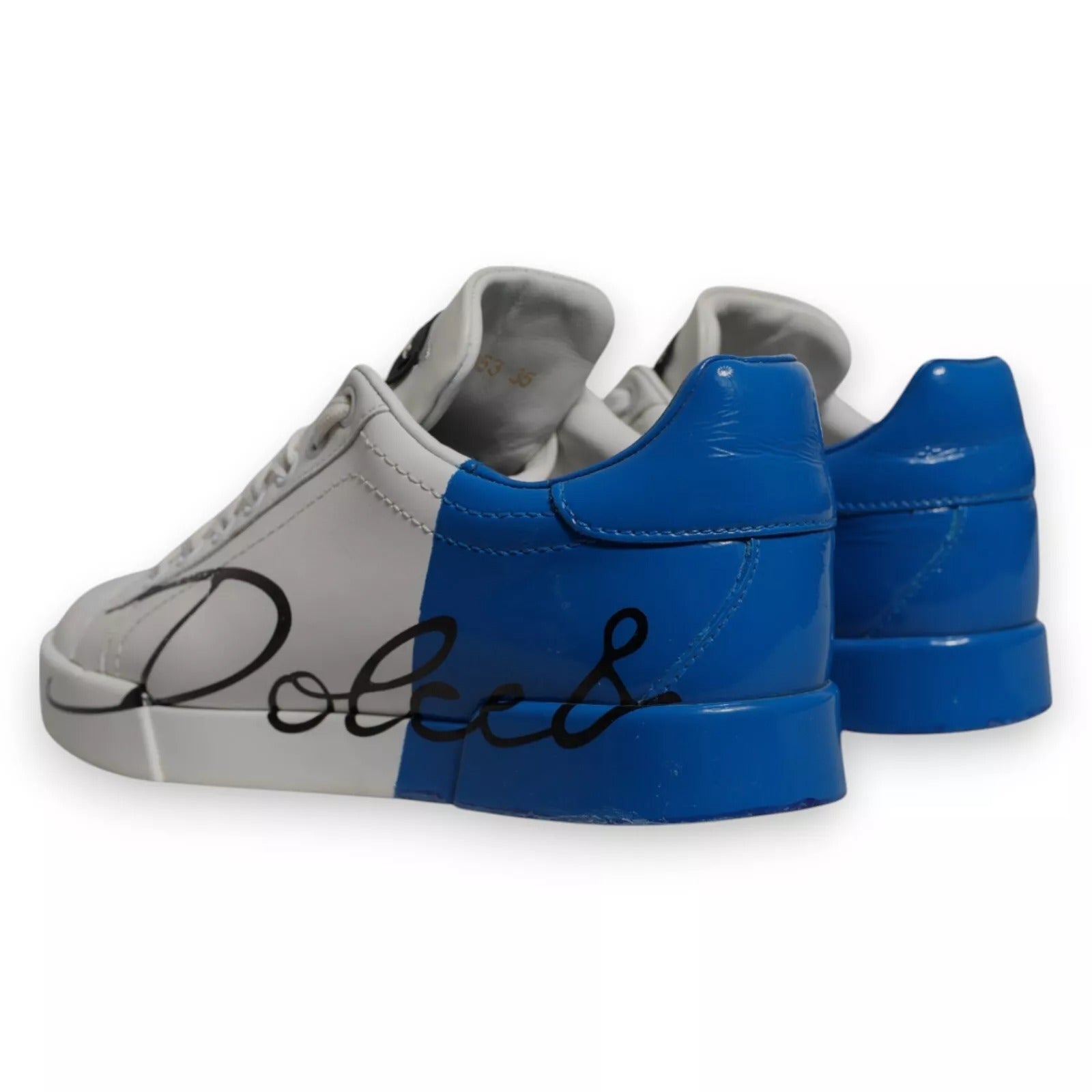White Blue Logo Portofino Sneakers Shoes - ventzia