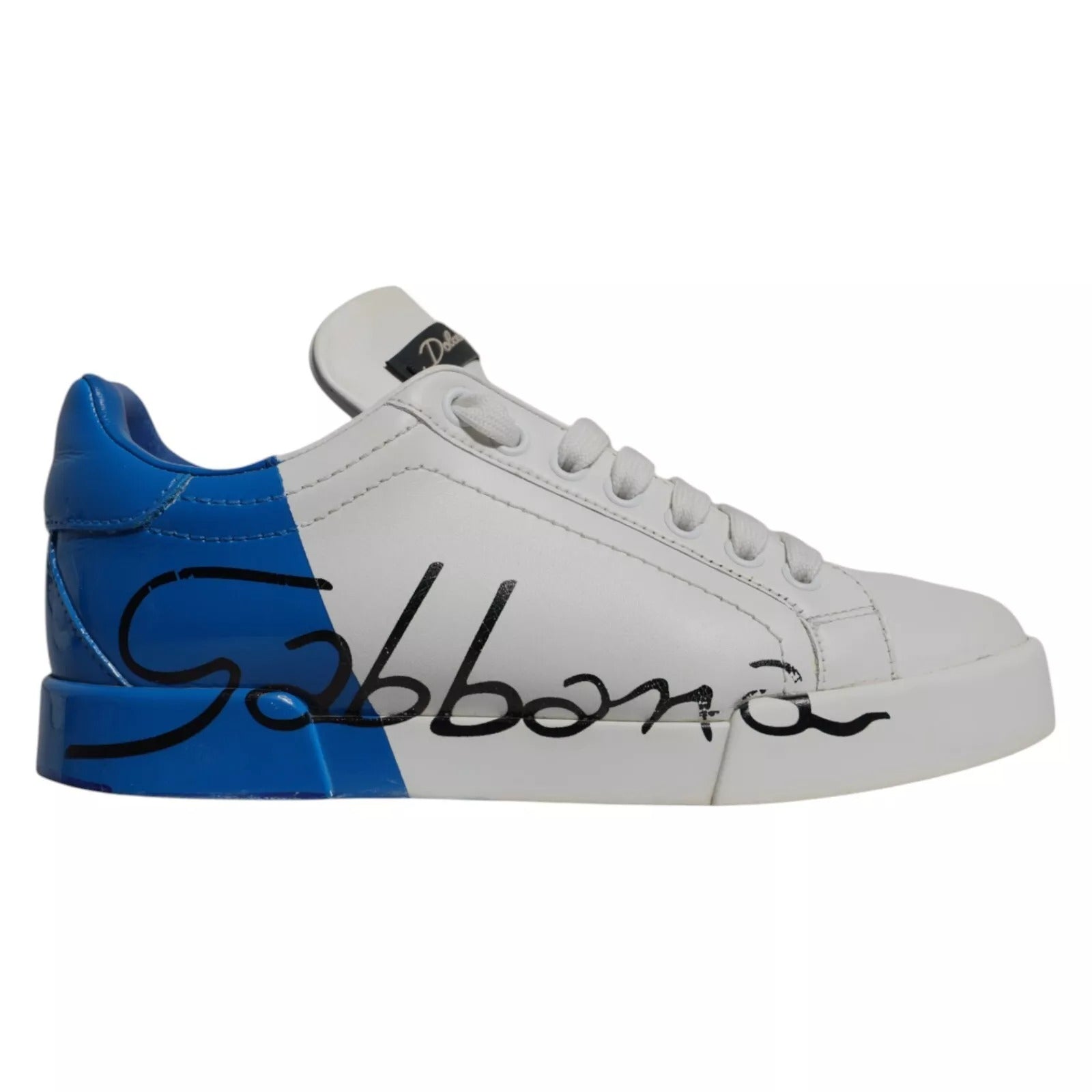 White Blue Logo Portofino Sneakers Shoes - ventzia