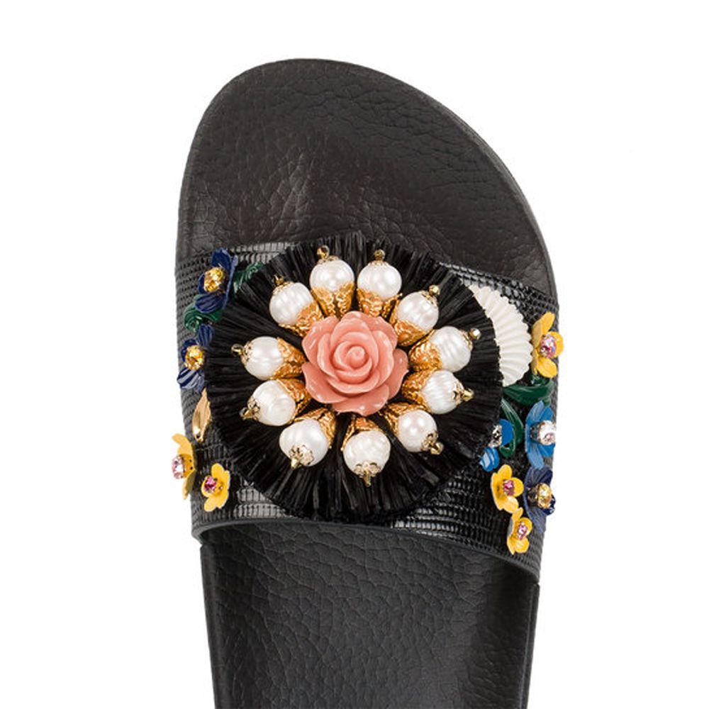 Black Cotton Sandal - ventzia