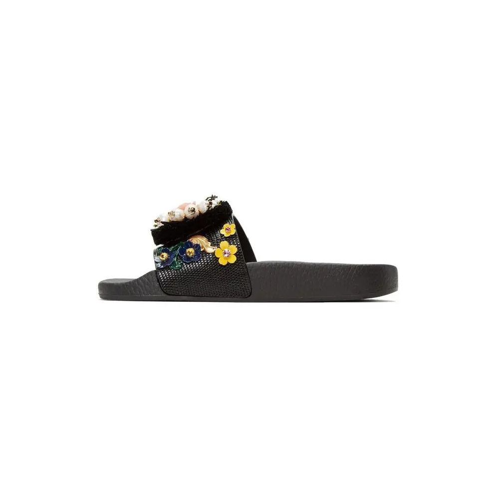 Black Cotton Sandal - ventzia