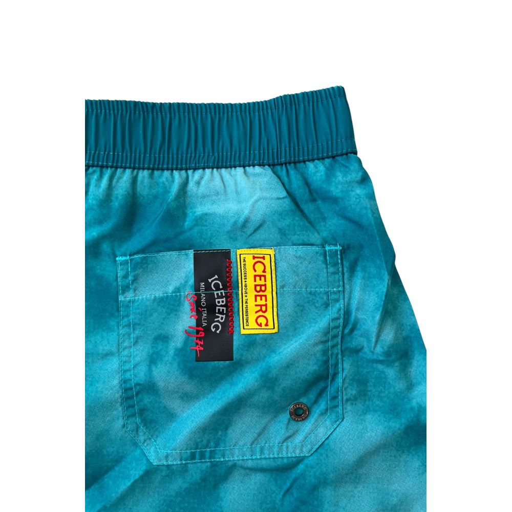 Light Blue Polyester Men Swim Short - ventzia