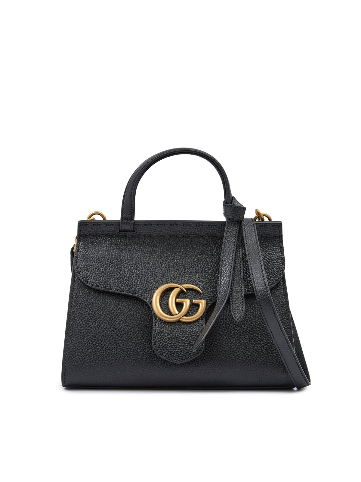 Black Leather GG Marmont Handbag - ventzia