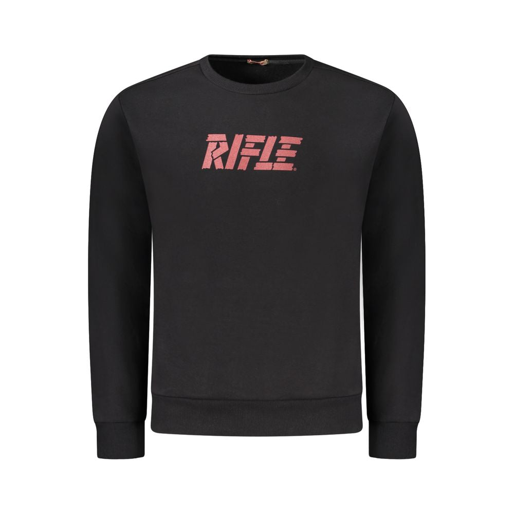 Black Cotton Men's Crewneck Sweater - ventzia