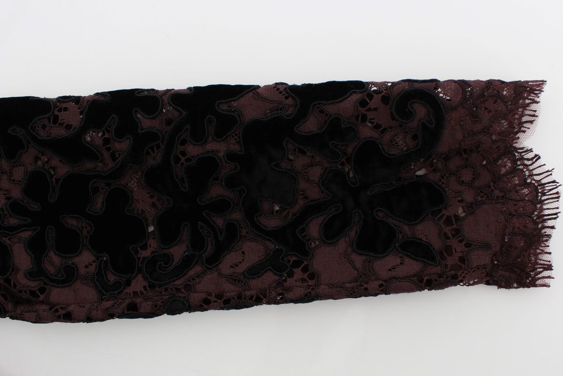 Elegant Purple Floral Lace Maxi Dress - ventzia