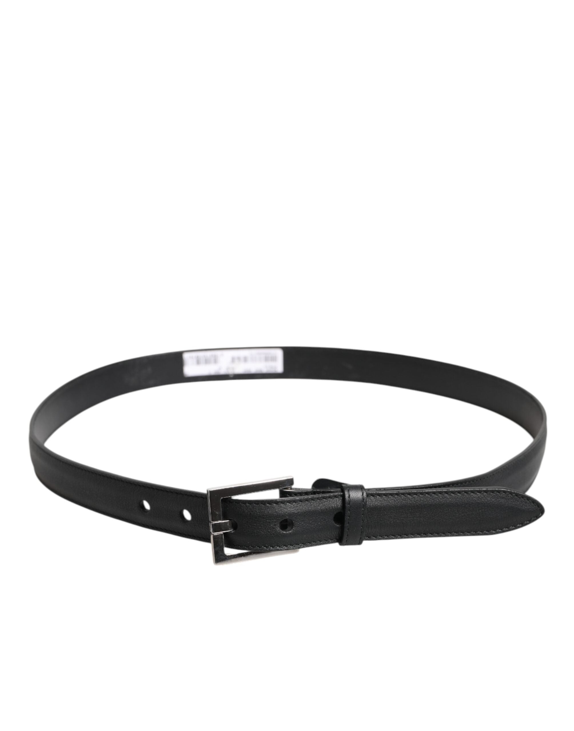 Black Classic Calfskin Leather Buckle Belt - ventzia
