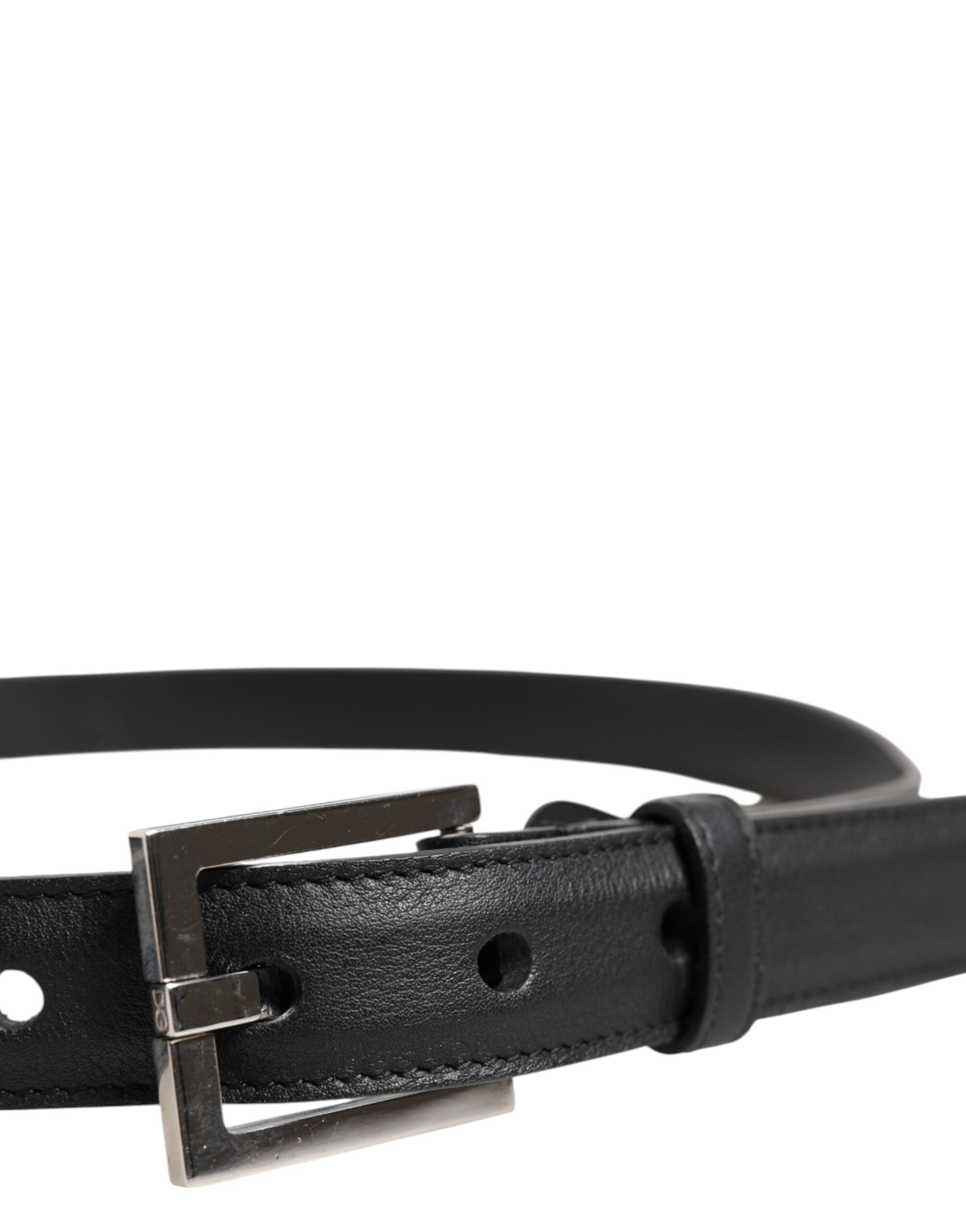 Black Classic Calfskin Leather Buckle Belt - ventzia