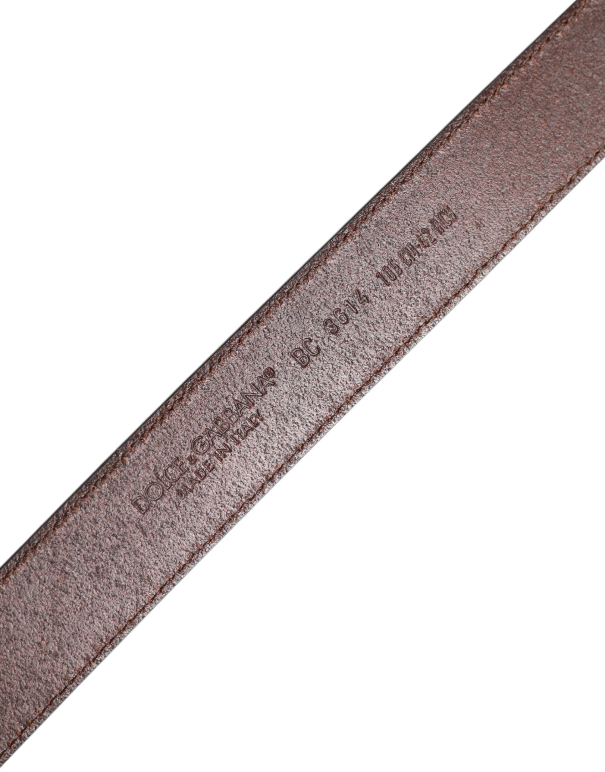 Brown Classic Calf Leather Metal Buckle Belt - ventzia
