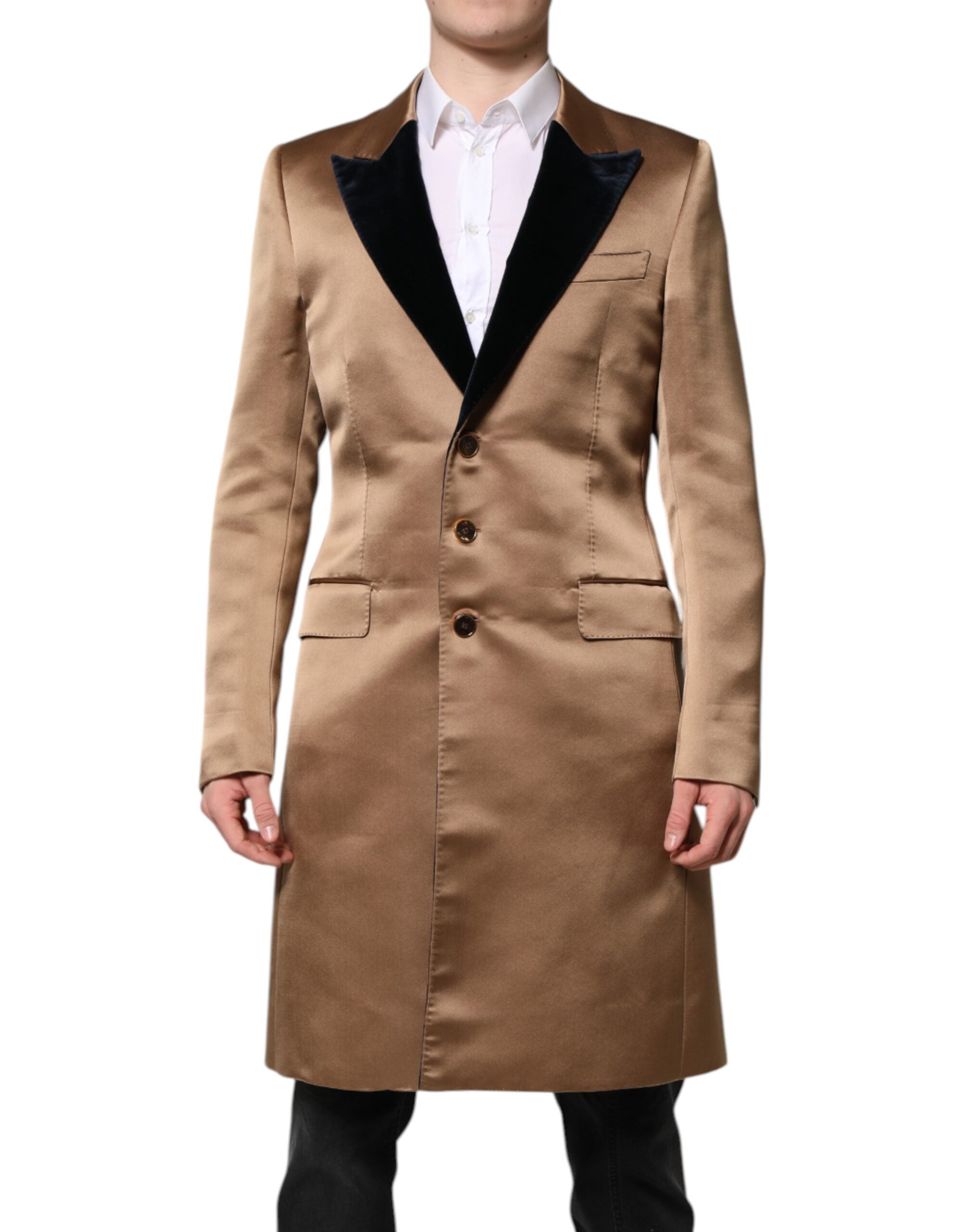 Brown Silk Single Breasted Trench Coat  Jacket - ventzia