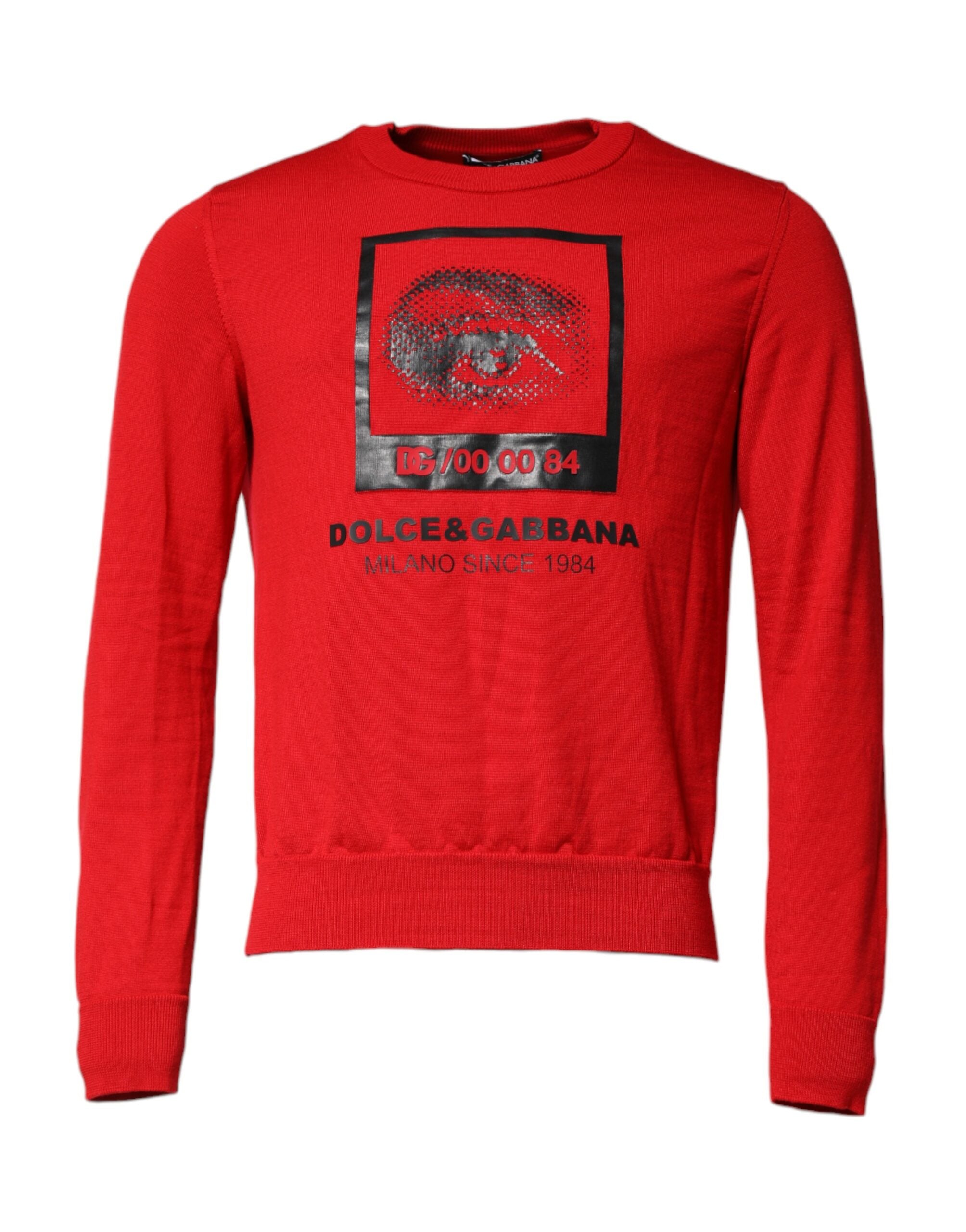 Red Eye Print Crew Neck Men Pullover Sweater - ventzia