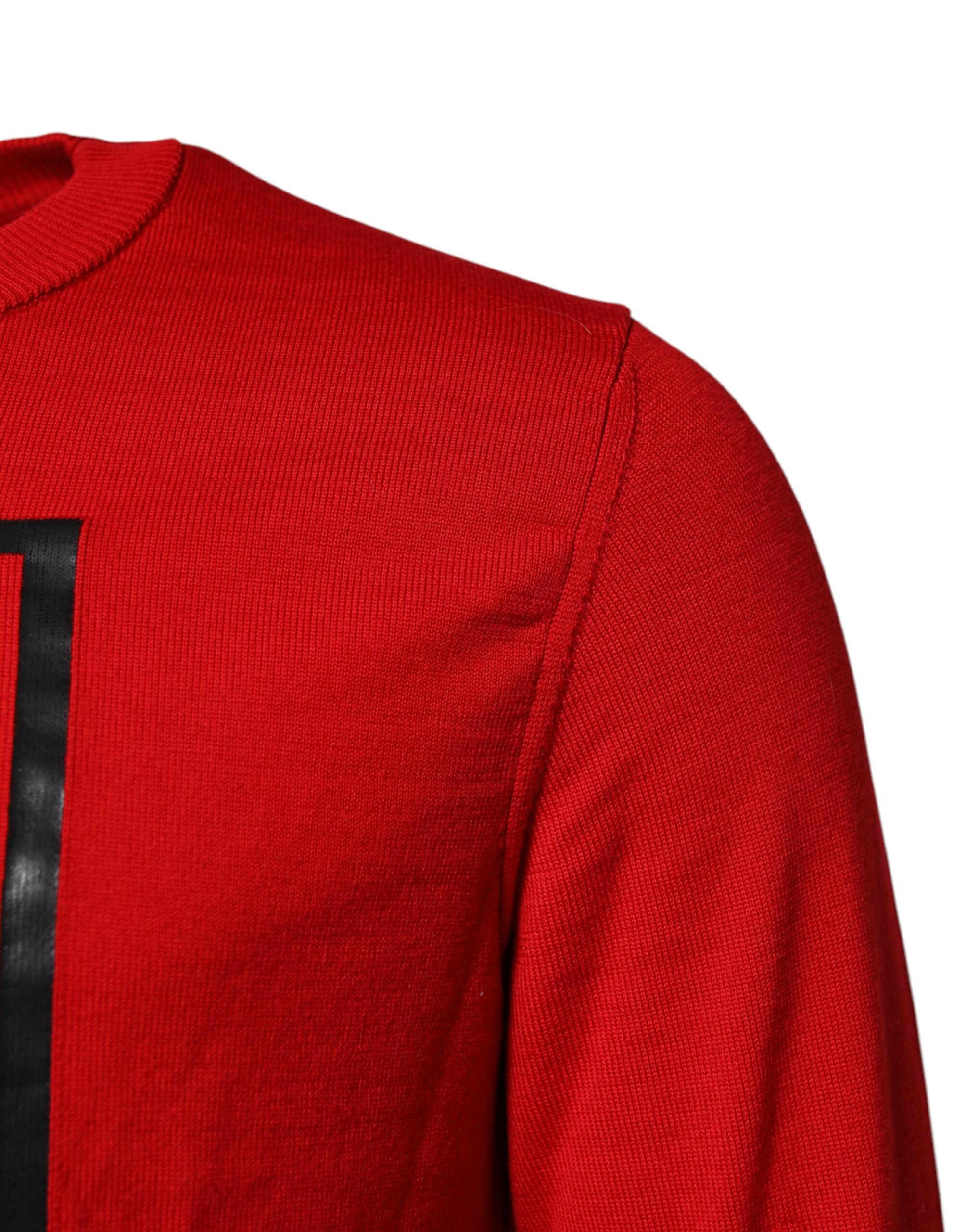 Red Eye Print Crew Neck Men Pullover Sweater - ventzia