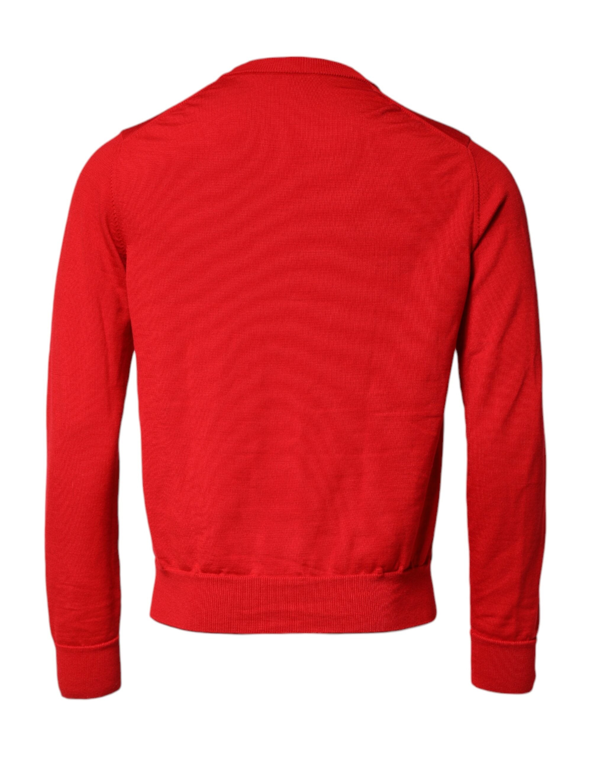 Red Eye Print Crew Neck Men Pullover Sweater - ventzia