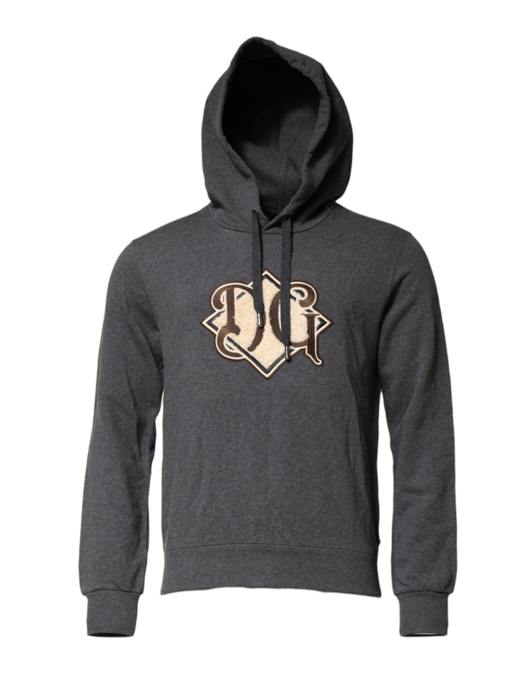Gray Logo Patch Hooded Sweatshirt Sweater - ventzia