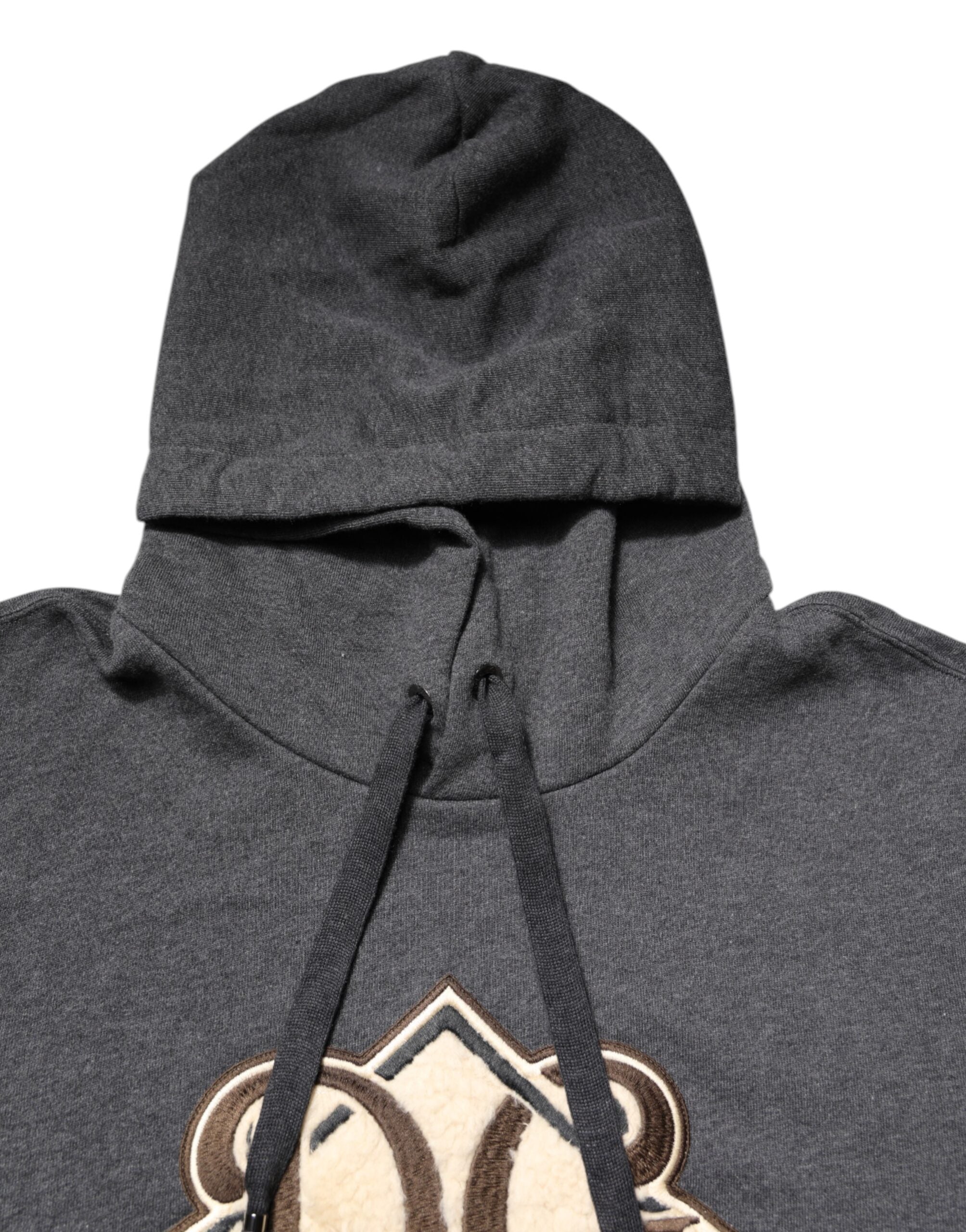 Gray Logo Patch Hooded Sweatshirt Sweater - ventzia