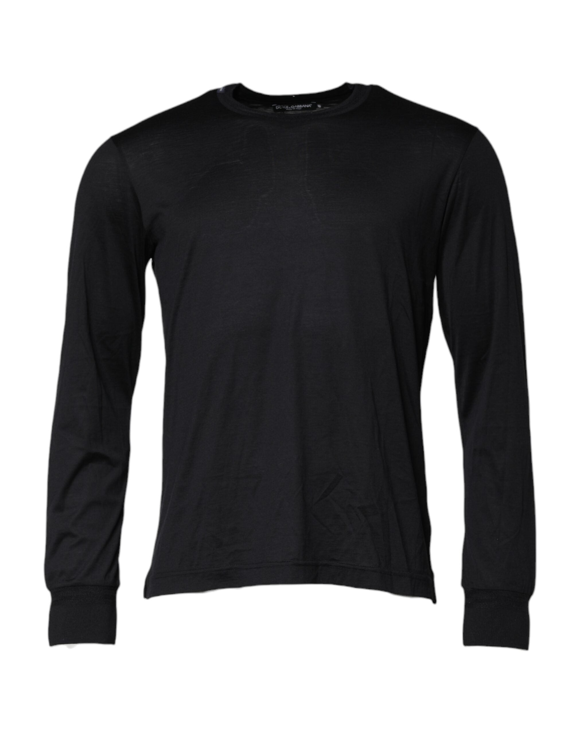 Dark Blue Silk Crew Neck Men Pullover Sweater - ventzia