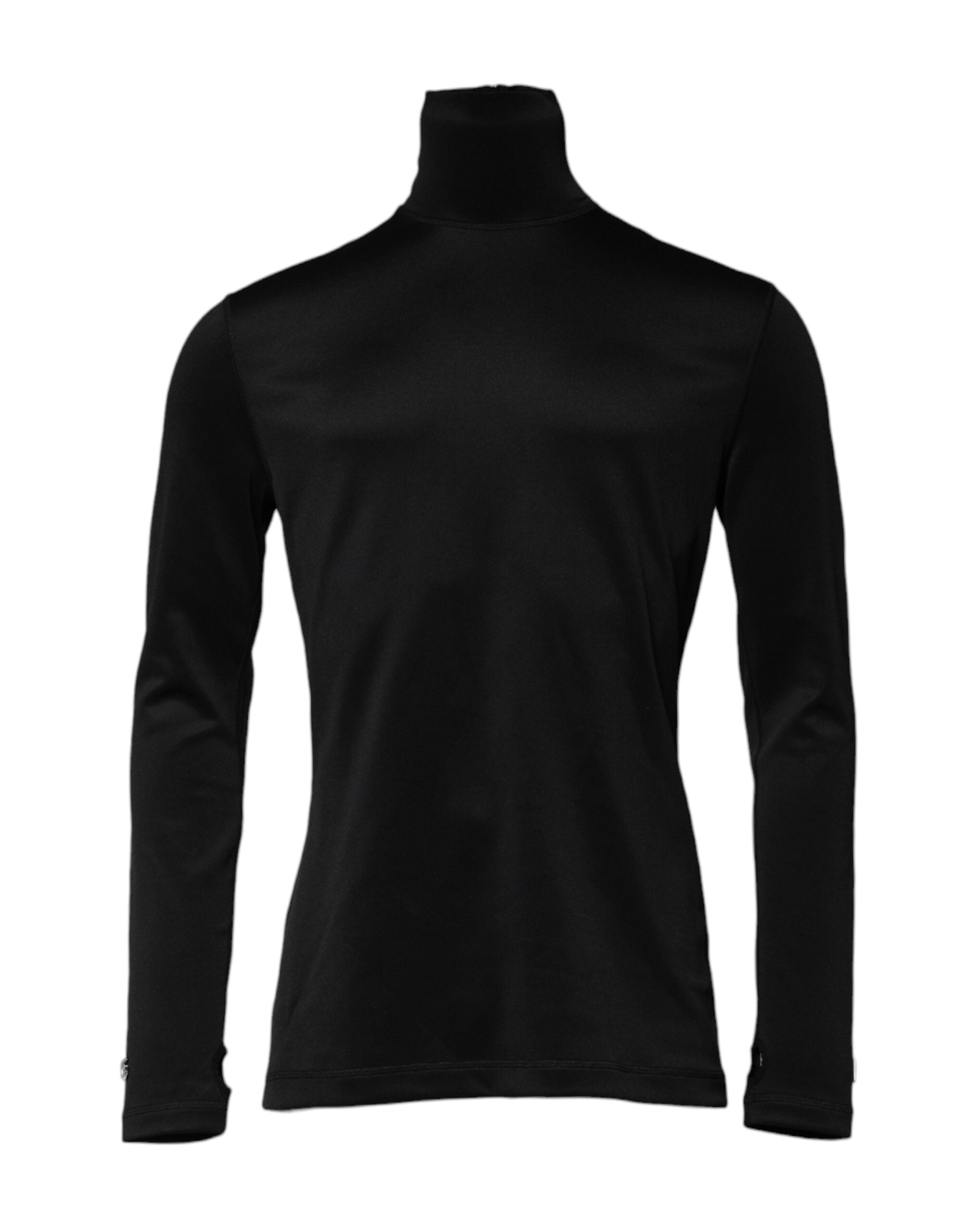 Black Polyester Turtleneck Pullover Sweater - ventzia