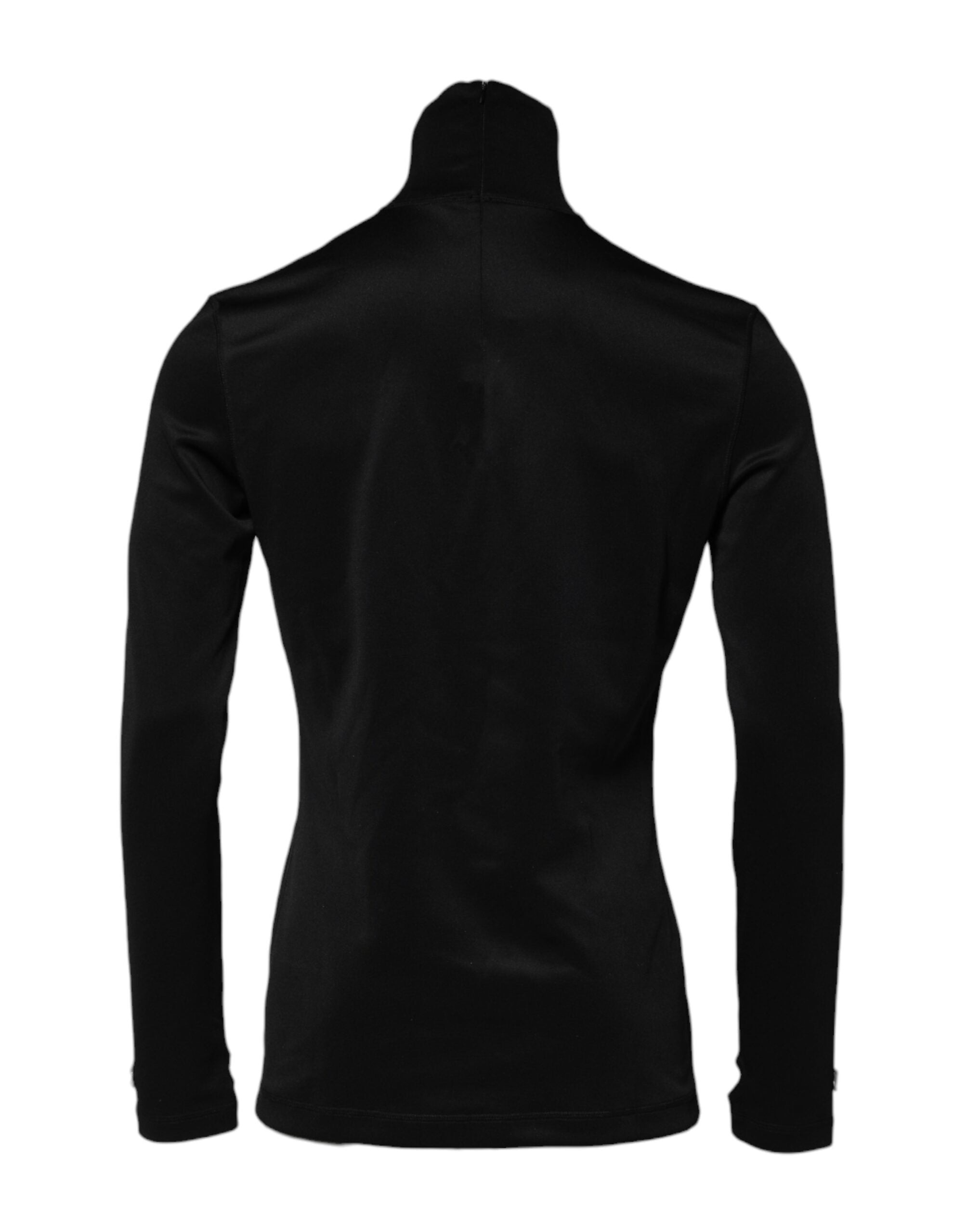 Black Polyester Turtleneck Pullover Sweater - ventzia