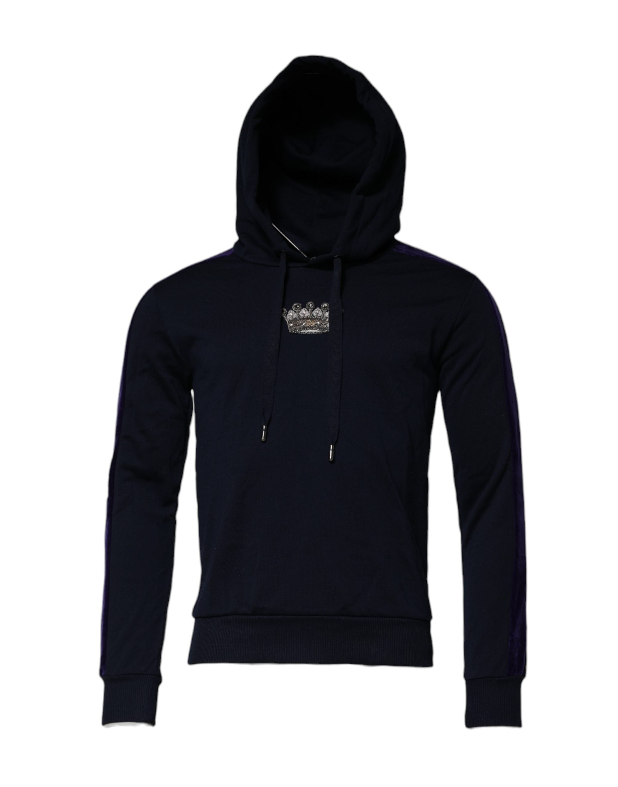 Black Crown Cotton Hooded Sweatshirt Sweater - ventzia